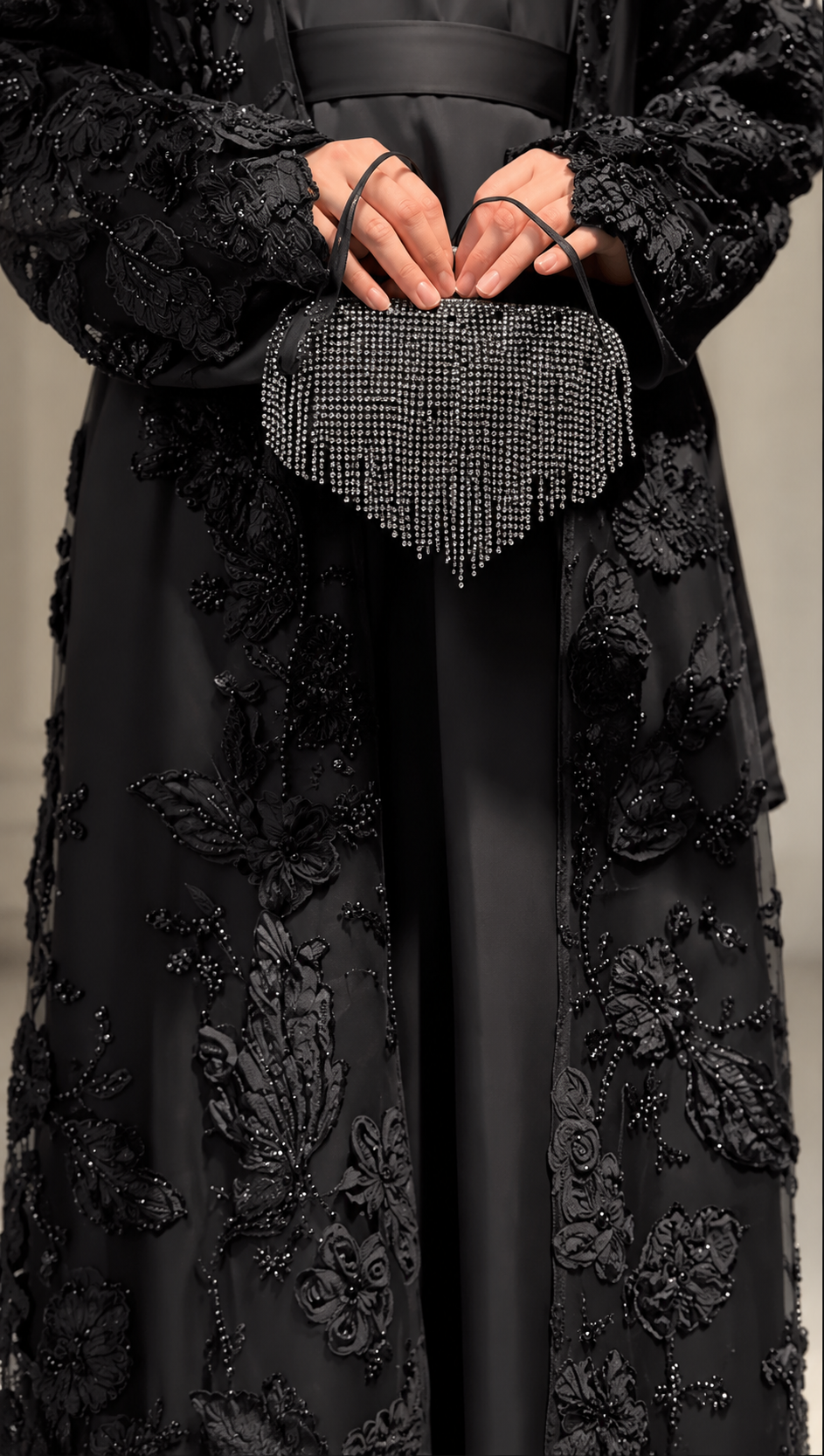 VELOURA DOUBLE SHRUG ABAYA | BLACK