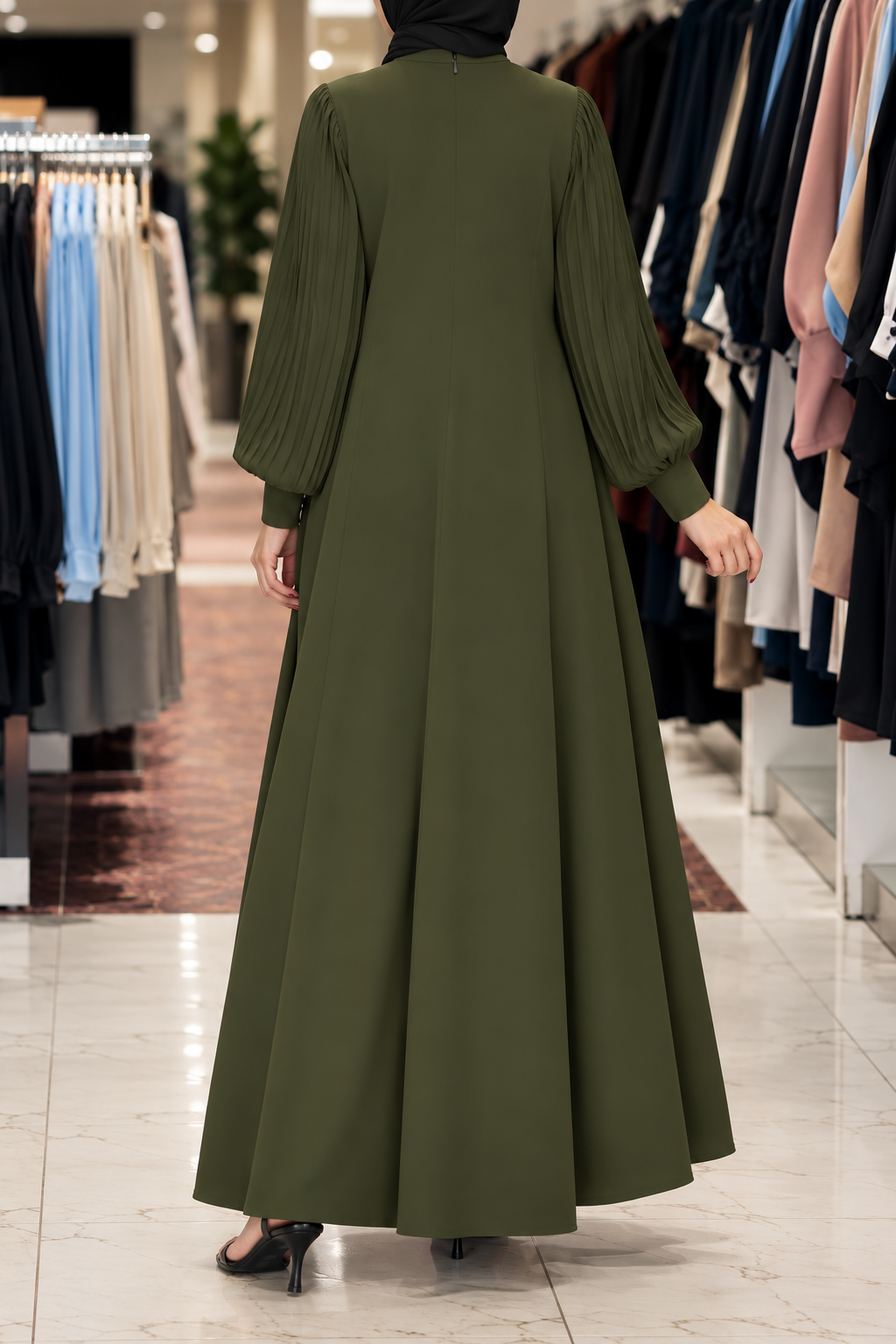 IRAM ZIPPER ABAYA | SEA OLIVE