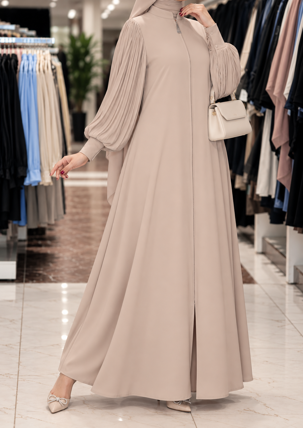 IRAM ZIPPER ABAYA | NUDE