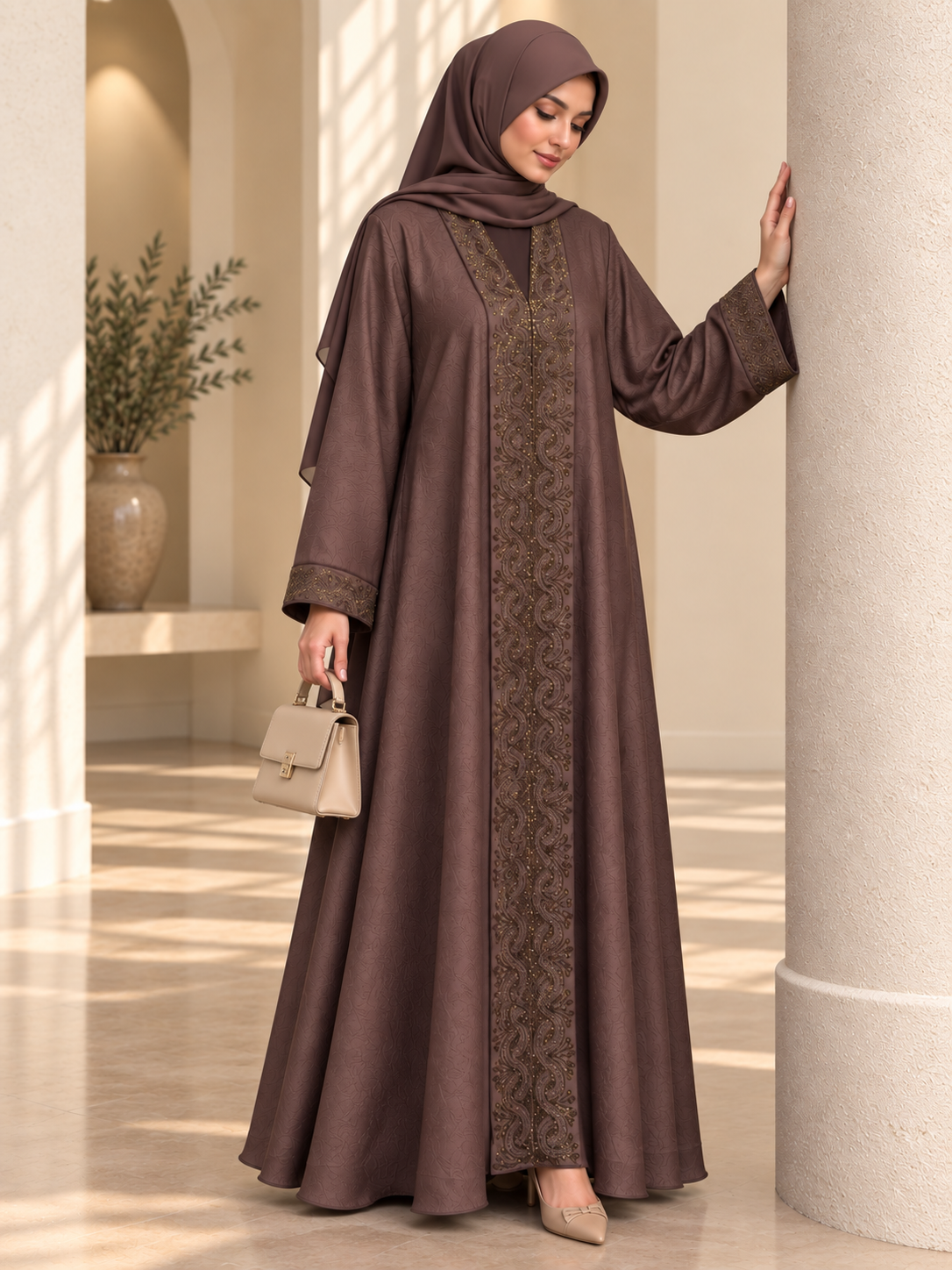 AAFIA KIMONO ABAYA | COFFEE