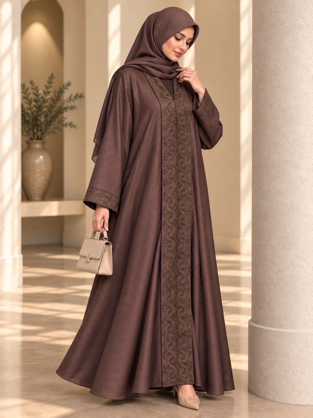 AAFIA KIMONO ABAYA | COFFEE