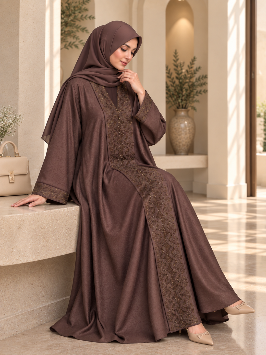 AAFIA KIMONO ABAYA | COFFEE