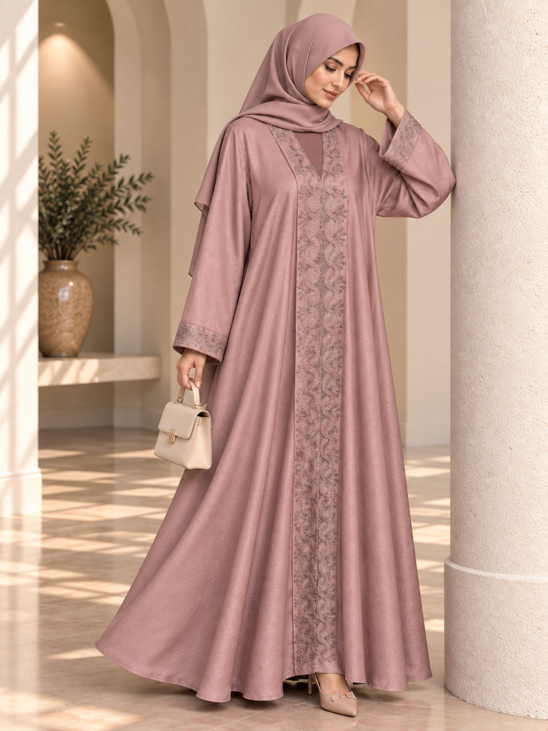 AAFIA KIMONO ABAYA | PEACH