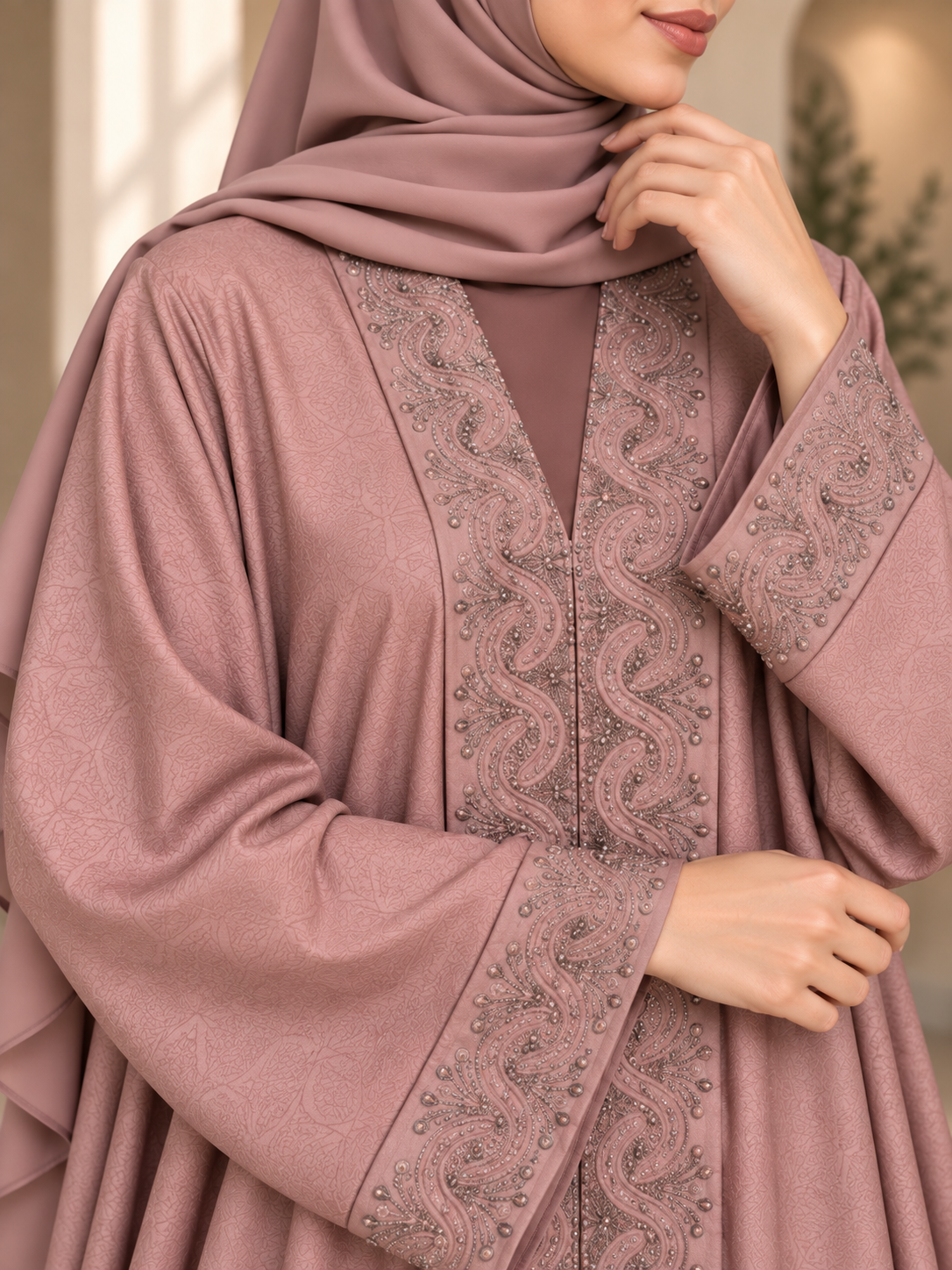 AAFIA KIMONO ABAYA | PEACH