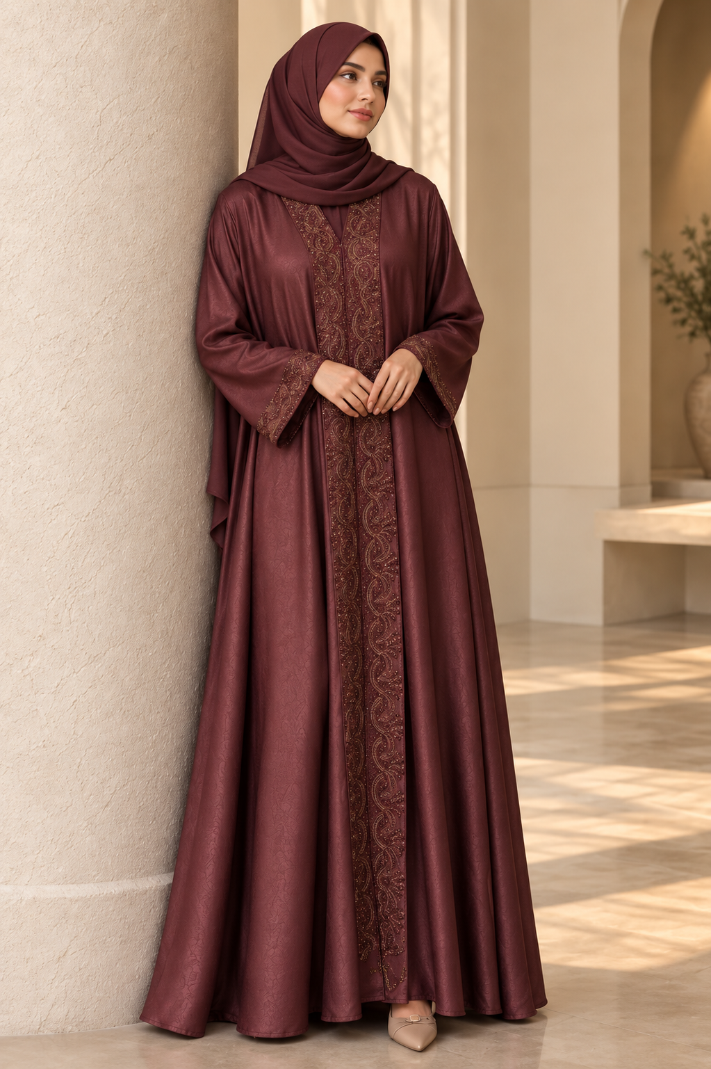 AAFIA KIMONO ABAYA | MAROON