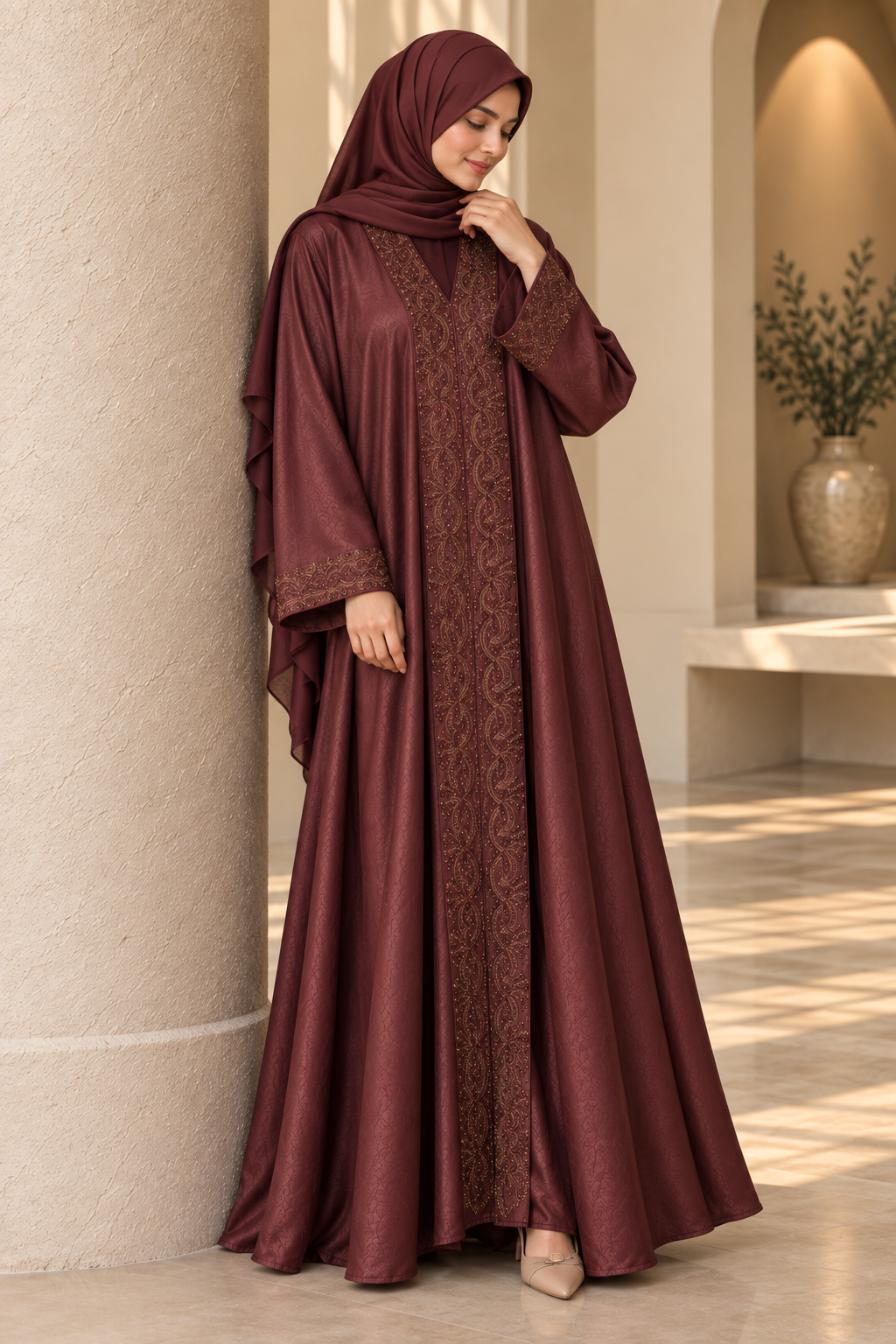 AAFIA KIMONO ABAYA | MAROON