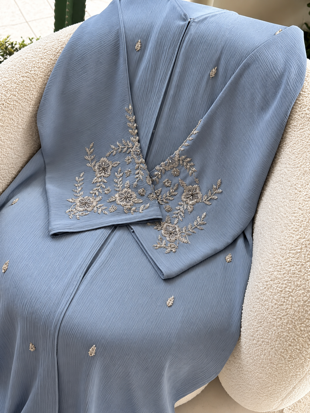 GULMEHER FRONT OPEN ABAYA | LITE GRAY