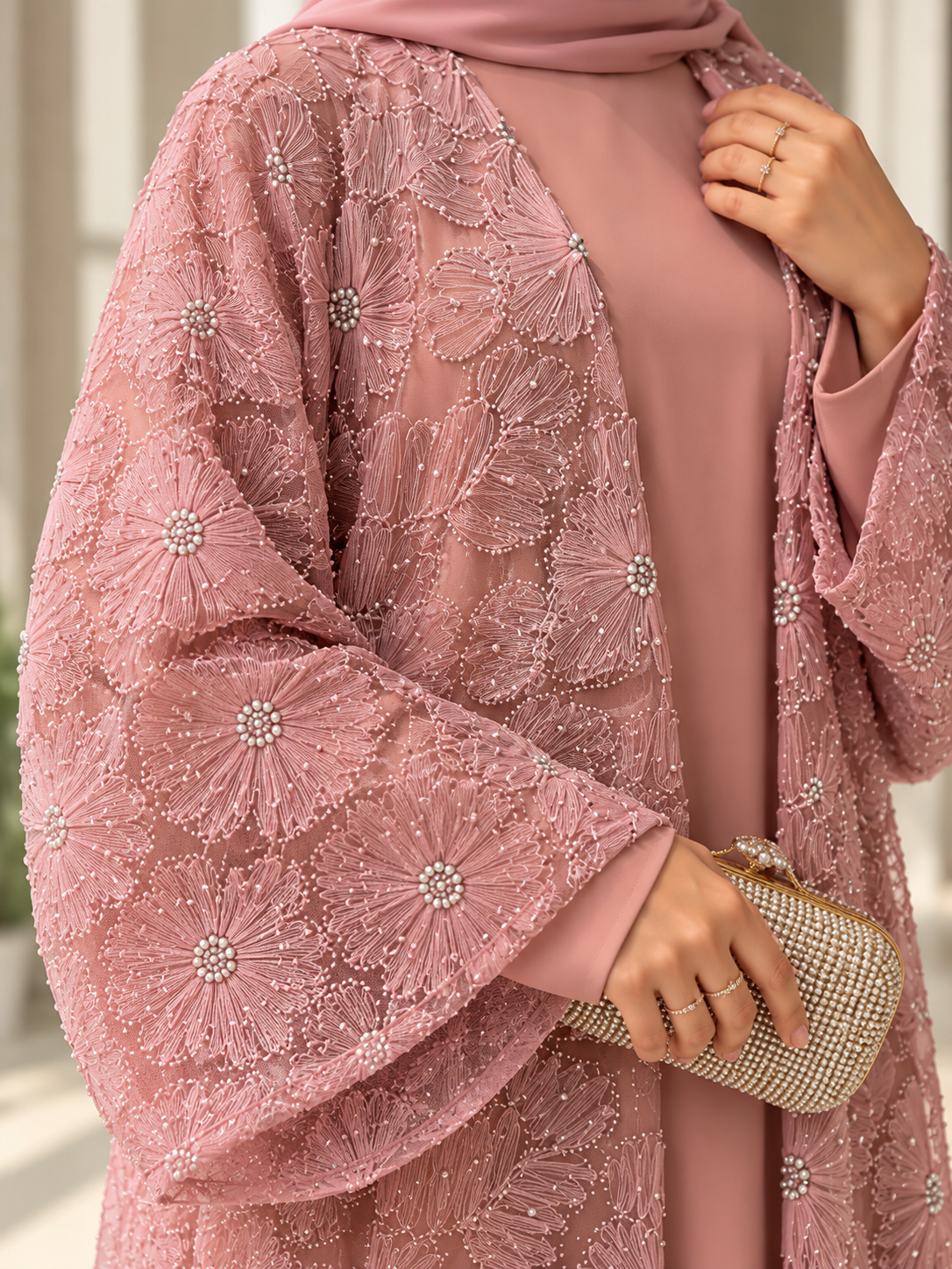 ELINA FLORAL DS ABAYA | PEACH