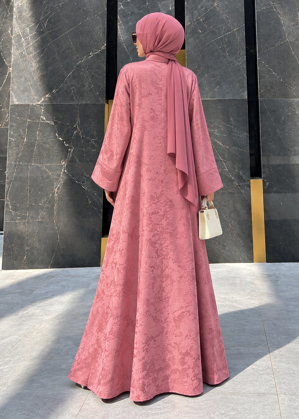 SHIBRA FRONT OPEN ABAYA | PINK