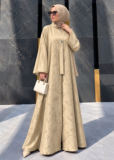 SHIBRA FRONT OPEN ABAYA | NUDE