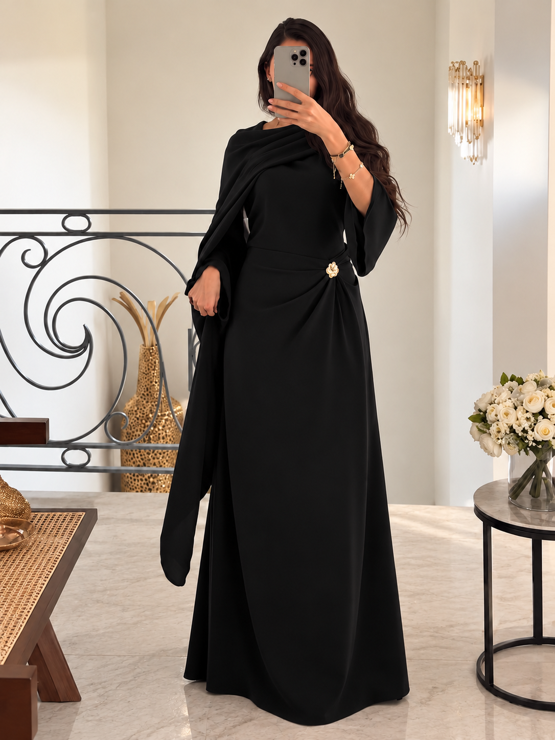 MISRAH ROYAL DRAPE ABAYA | BLACK