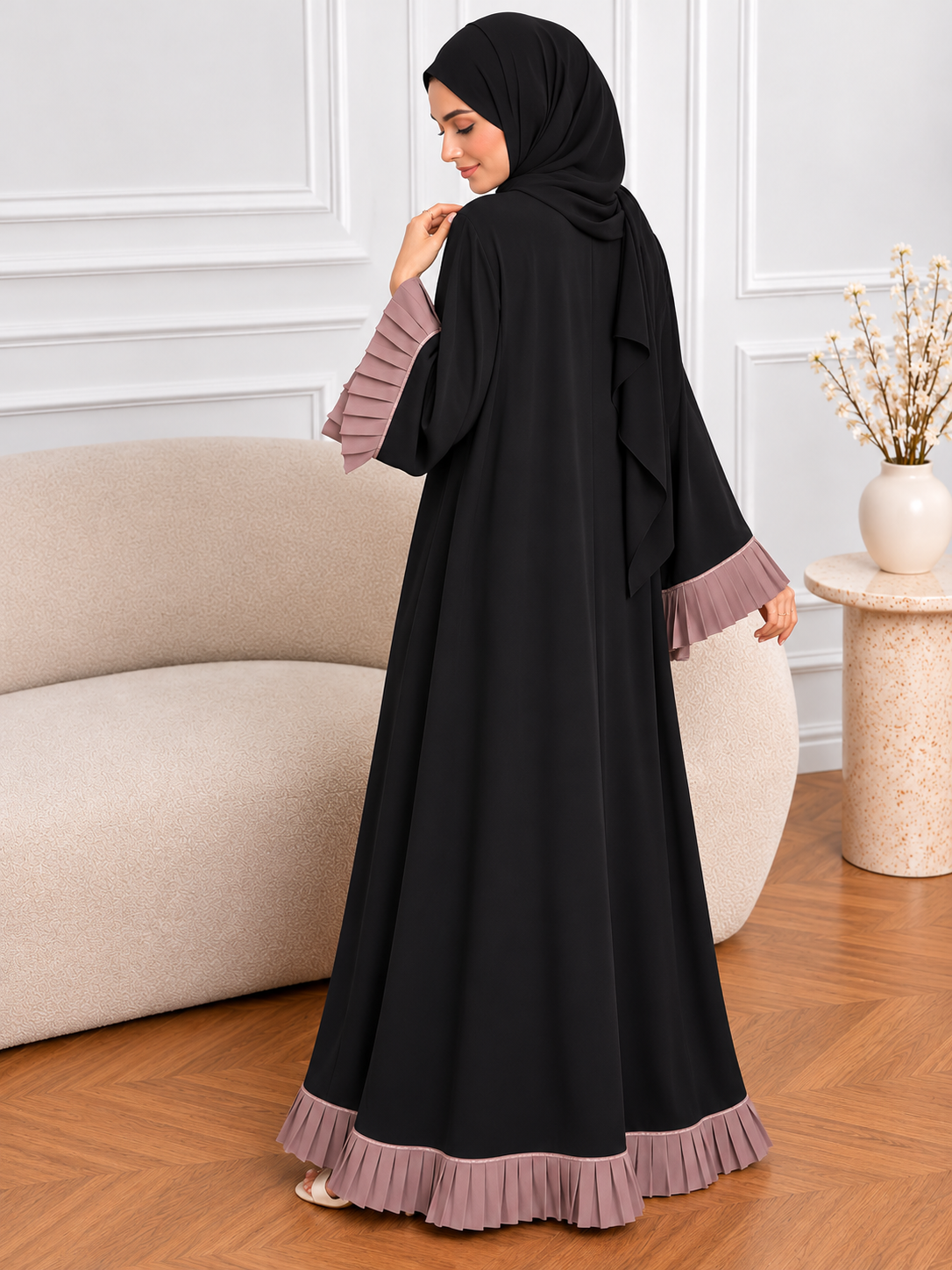 ZEHNA FRILL ABAYA | BLACK
