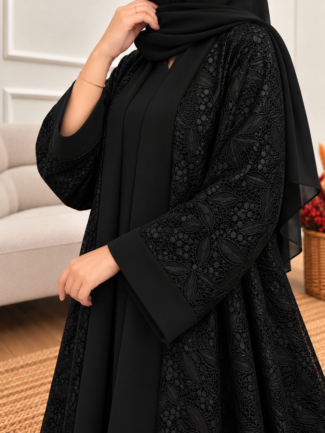AEMAL DS NET ABAYA | BLACK