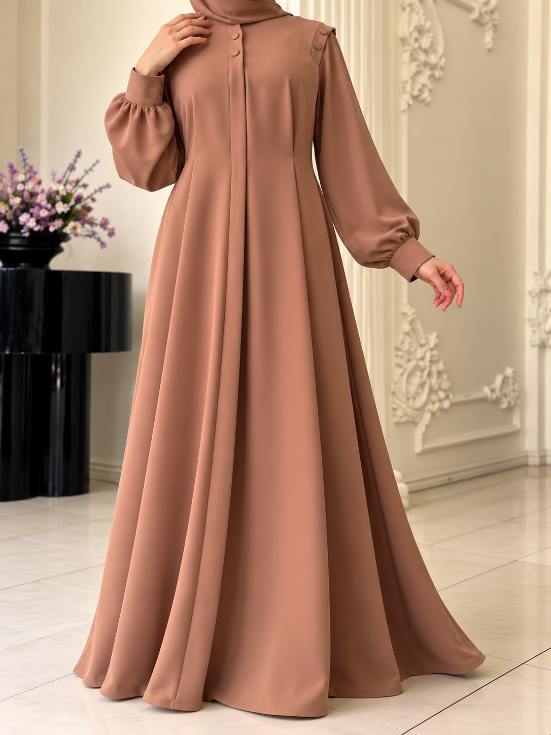 SENEM FRONT OPEN ABAYA | FLAMINGO