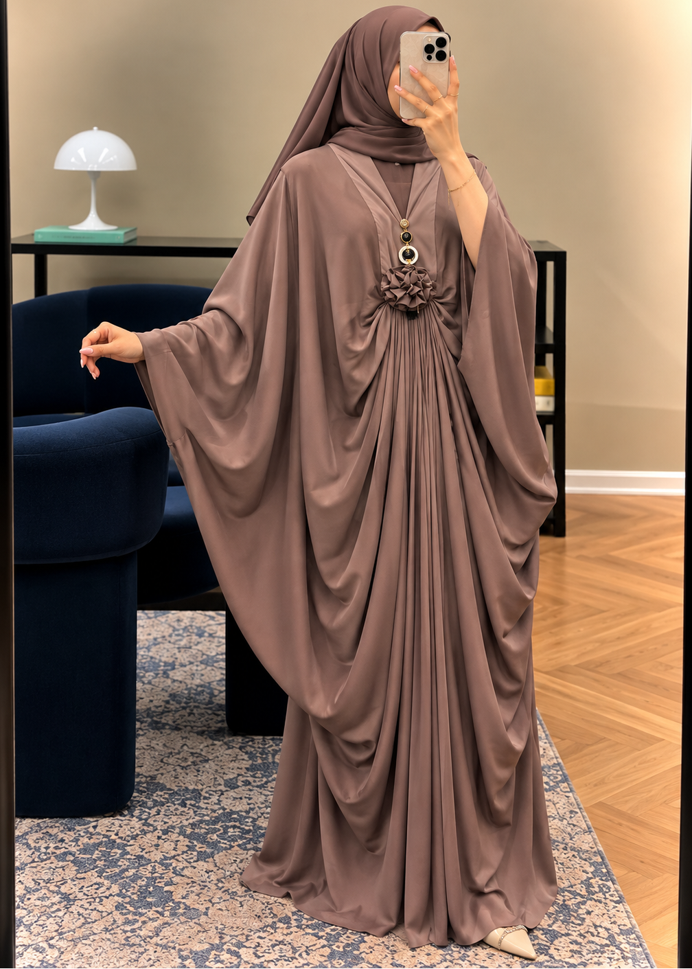 ZARYAB PLEATED KAFTAN ABAYA | GOLDEN