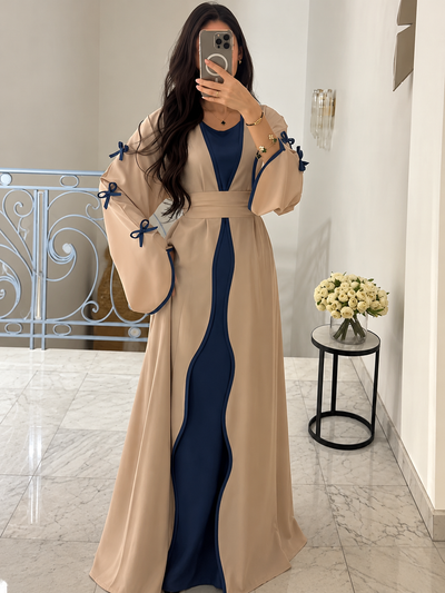 ZOE DOUBLE SHRUG BOW ABAYA | BLUE