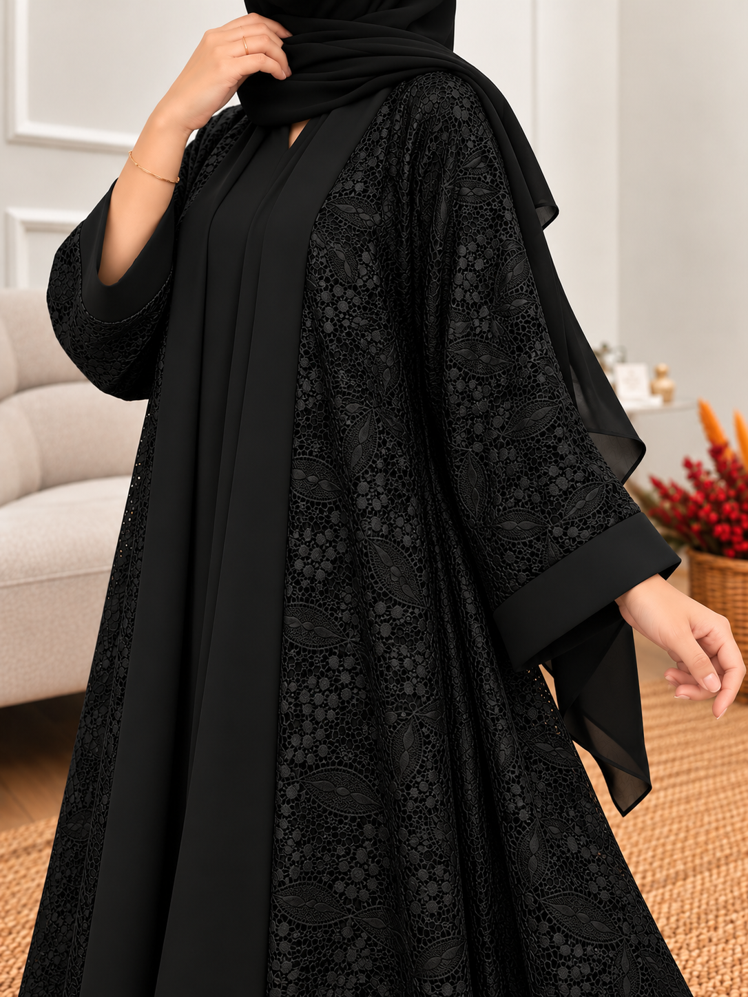 AEMAL DS NET ABAYA | BLACK
