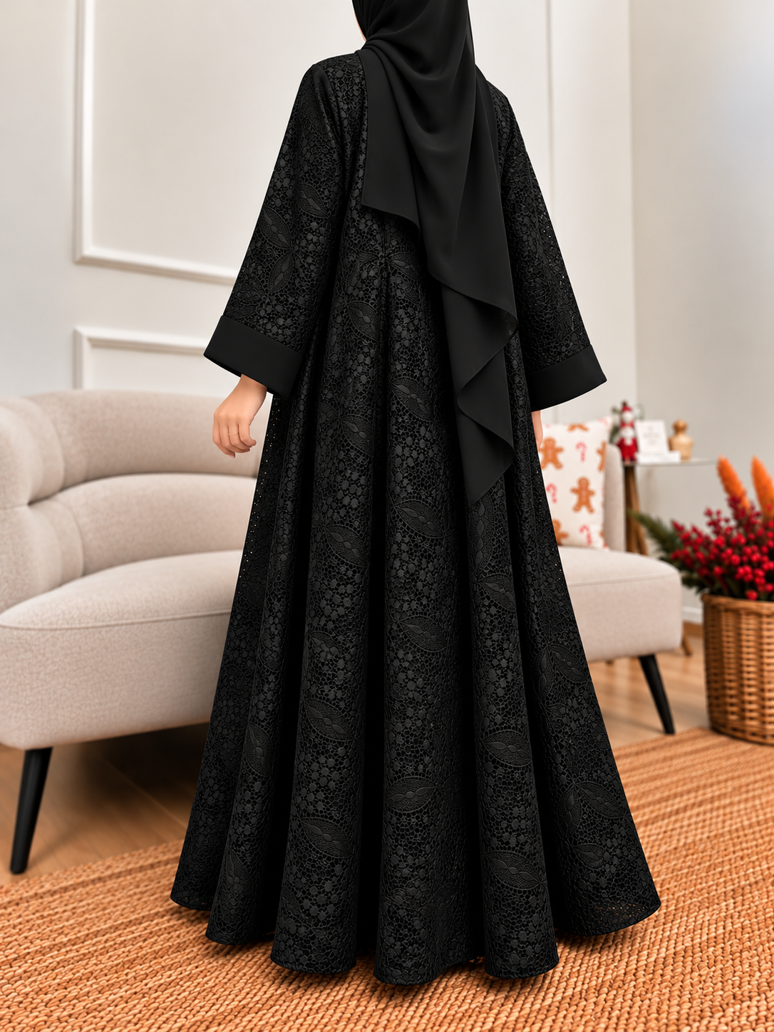 AEMAL DS NET ABAYA | BLACK
