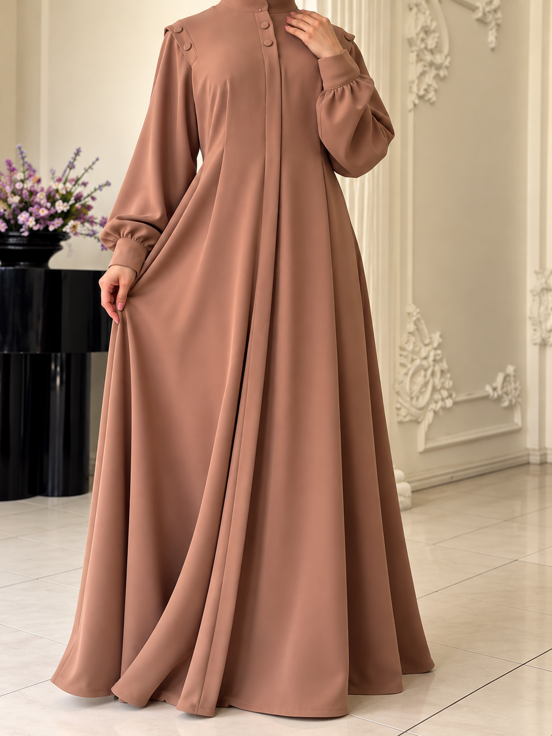 SENEM FRONT OPEN ABAYA | FLAMINGO