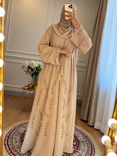 ABIRAH HAND WORK ABAYA | NUDE