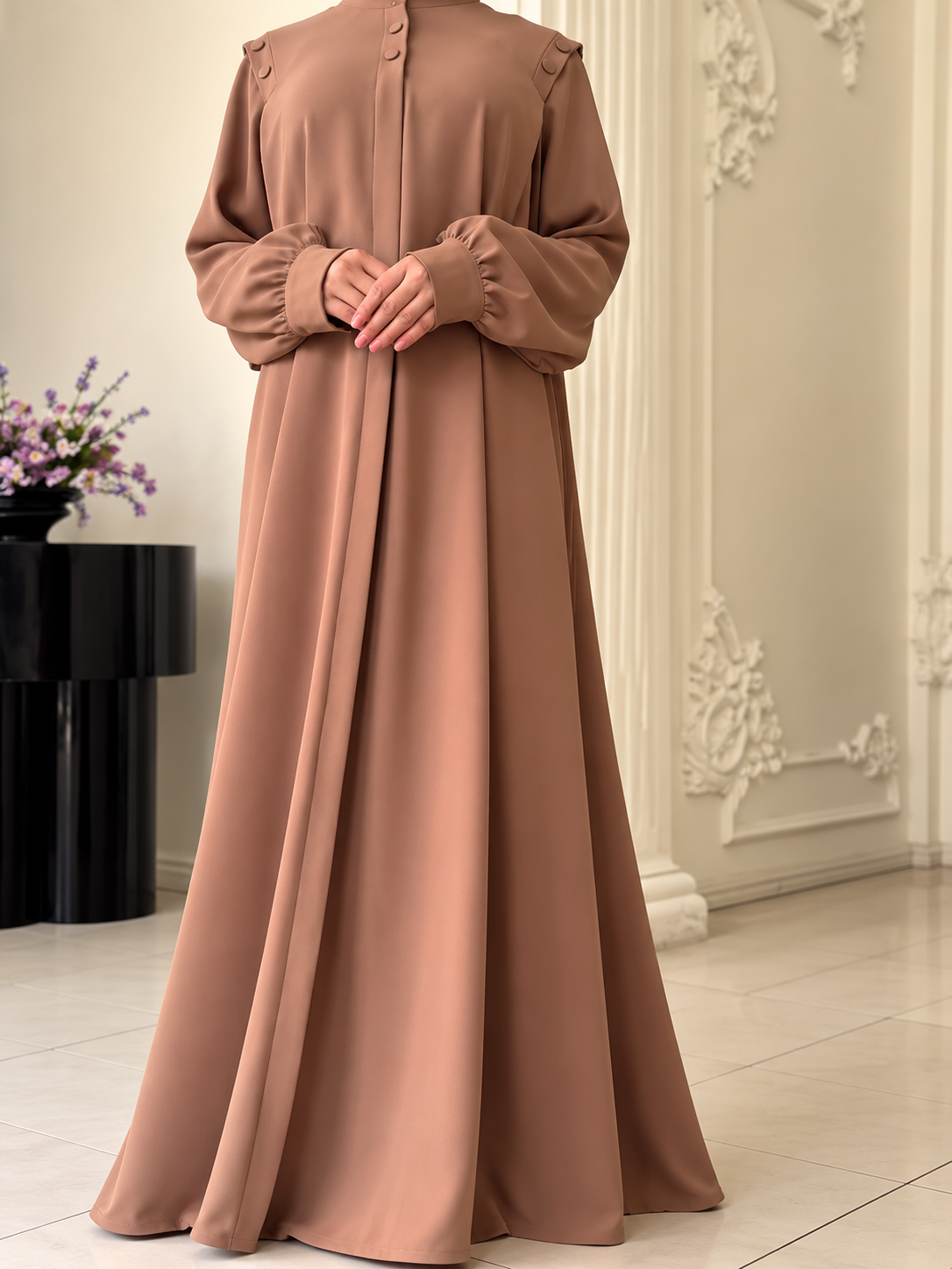 SENEM FRONT OPEN ABAYA | FLAMINGO
