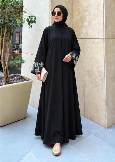 REEM EMBROIDERY ABAYA | BLACK