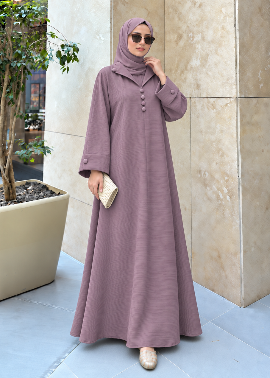 ARISHFA FULLY CLOSED ABAYA | DUSTY PINK