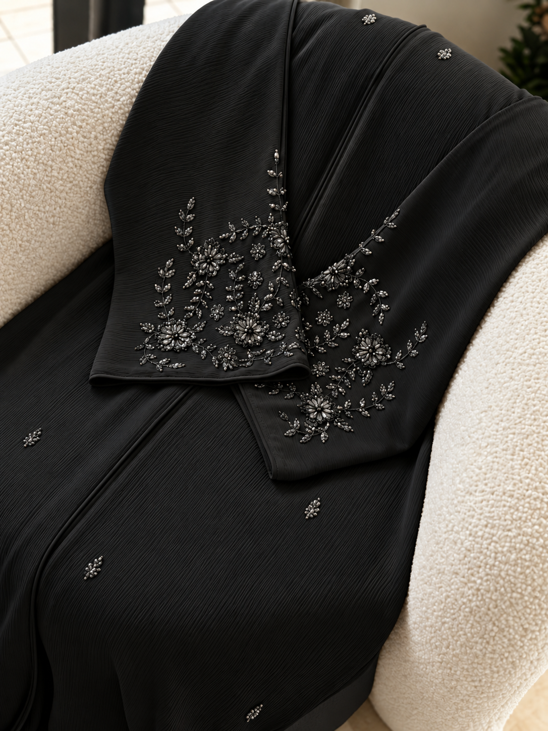 GULMEHER FRONT OPEN ABAYA | BLACK