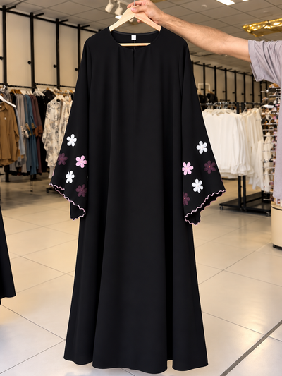 MEHROZ EMBROIDERY ABAYA | BLACK