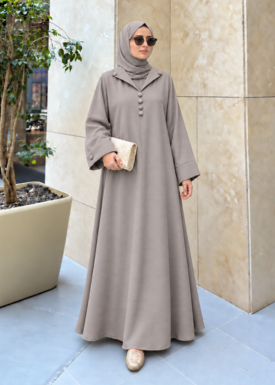 ARISHFA FULLY CLOSED ABAYA | NUDE