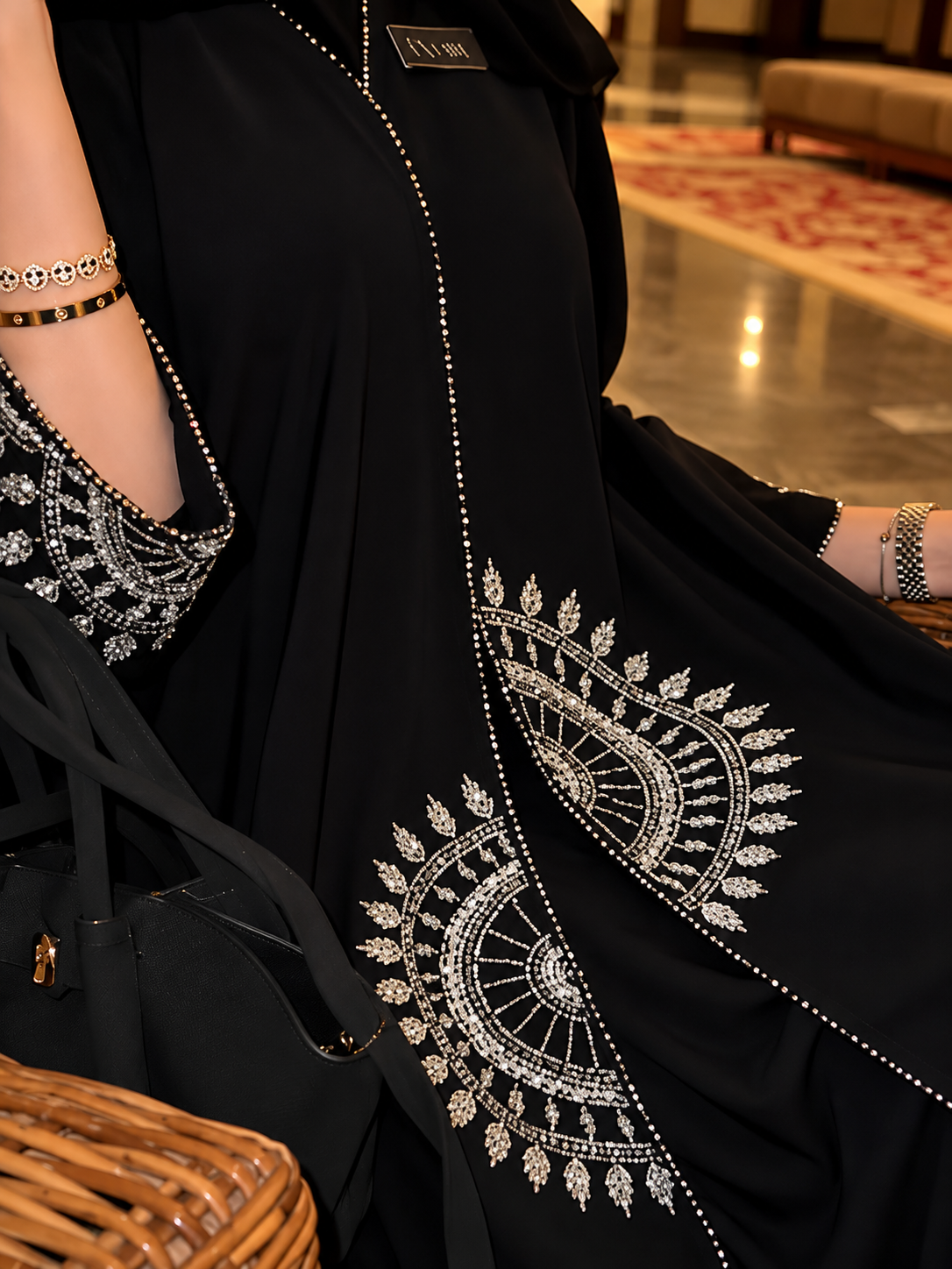ANSHRAH FRONT OPEN ABAYA | BLACK
