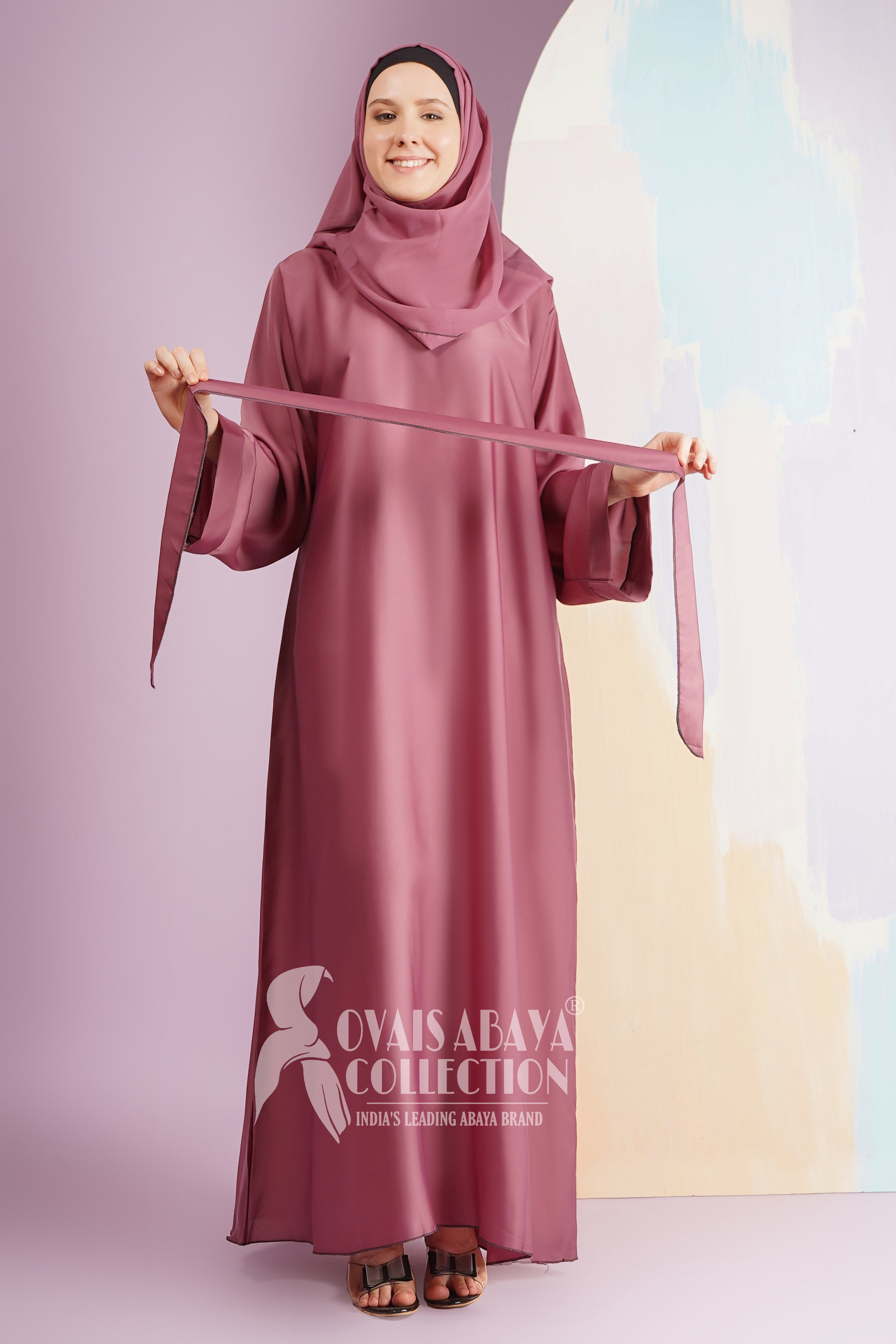 10IN Daily Wear Basic Abaya - ( PINK )