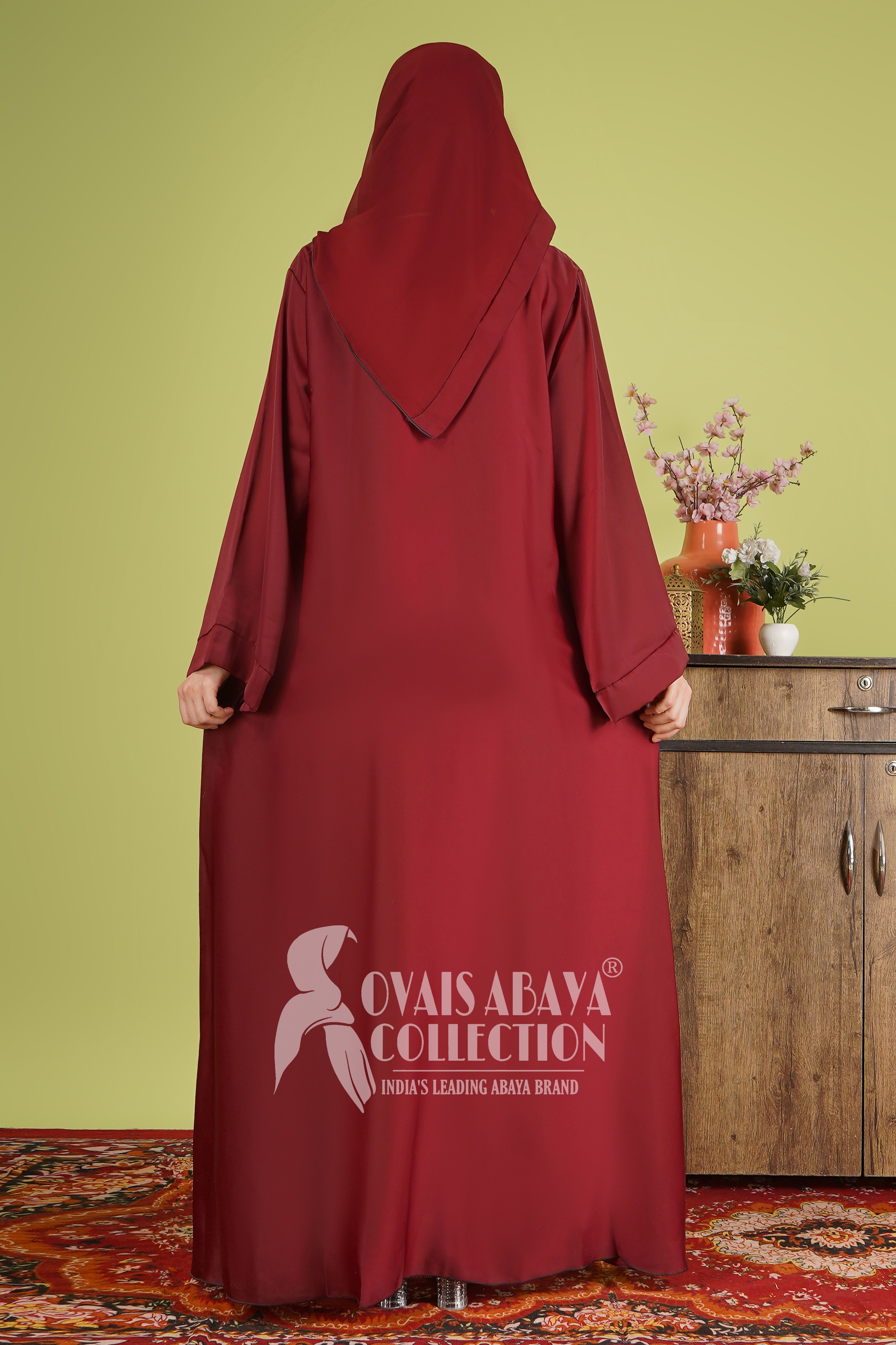 10IN Daily Wear Basic Abaya - ( MAROON )