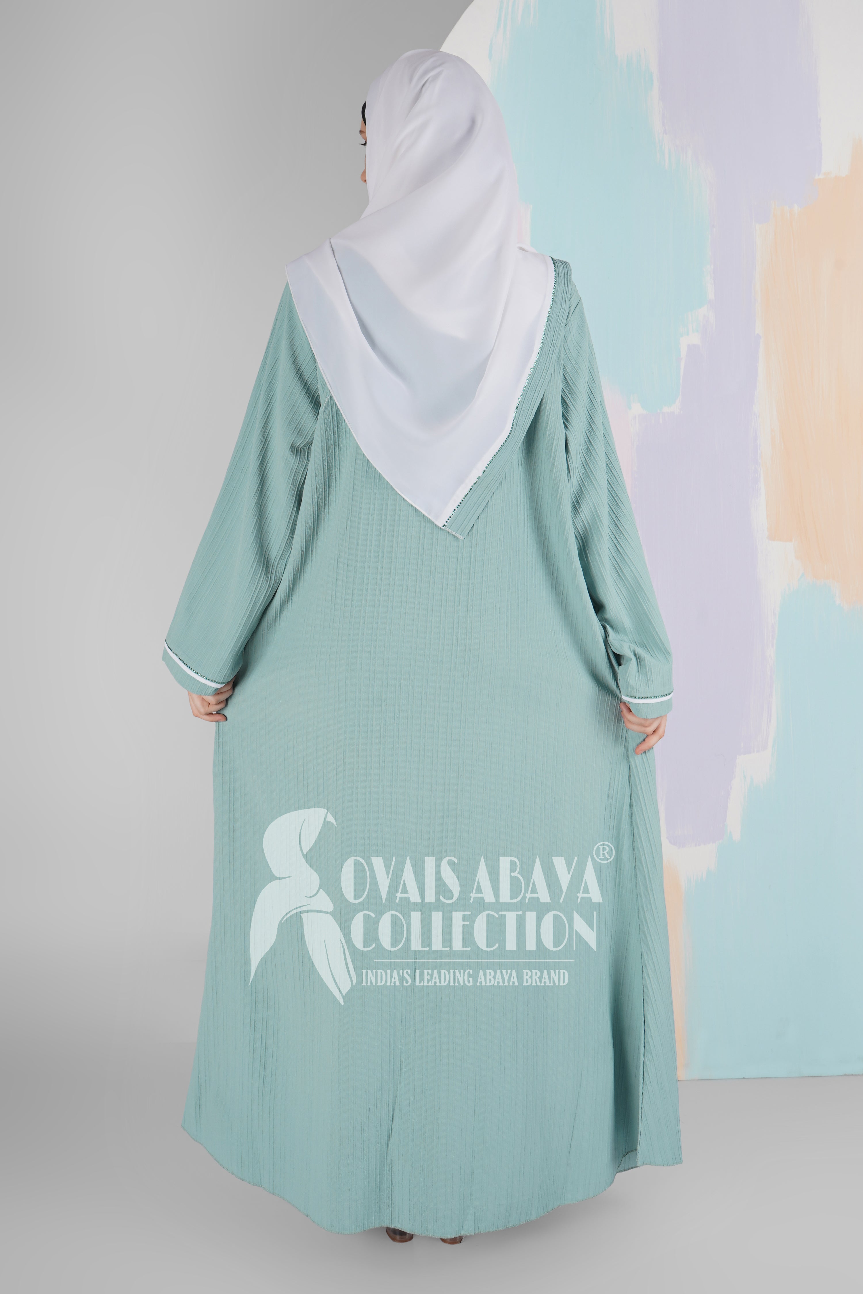 HAYA SugerCan Double Shrug Abaya SEA GREEN ( IMPORTED COLLECTION )