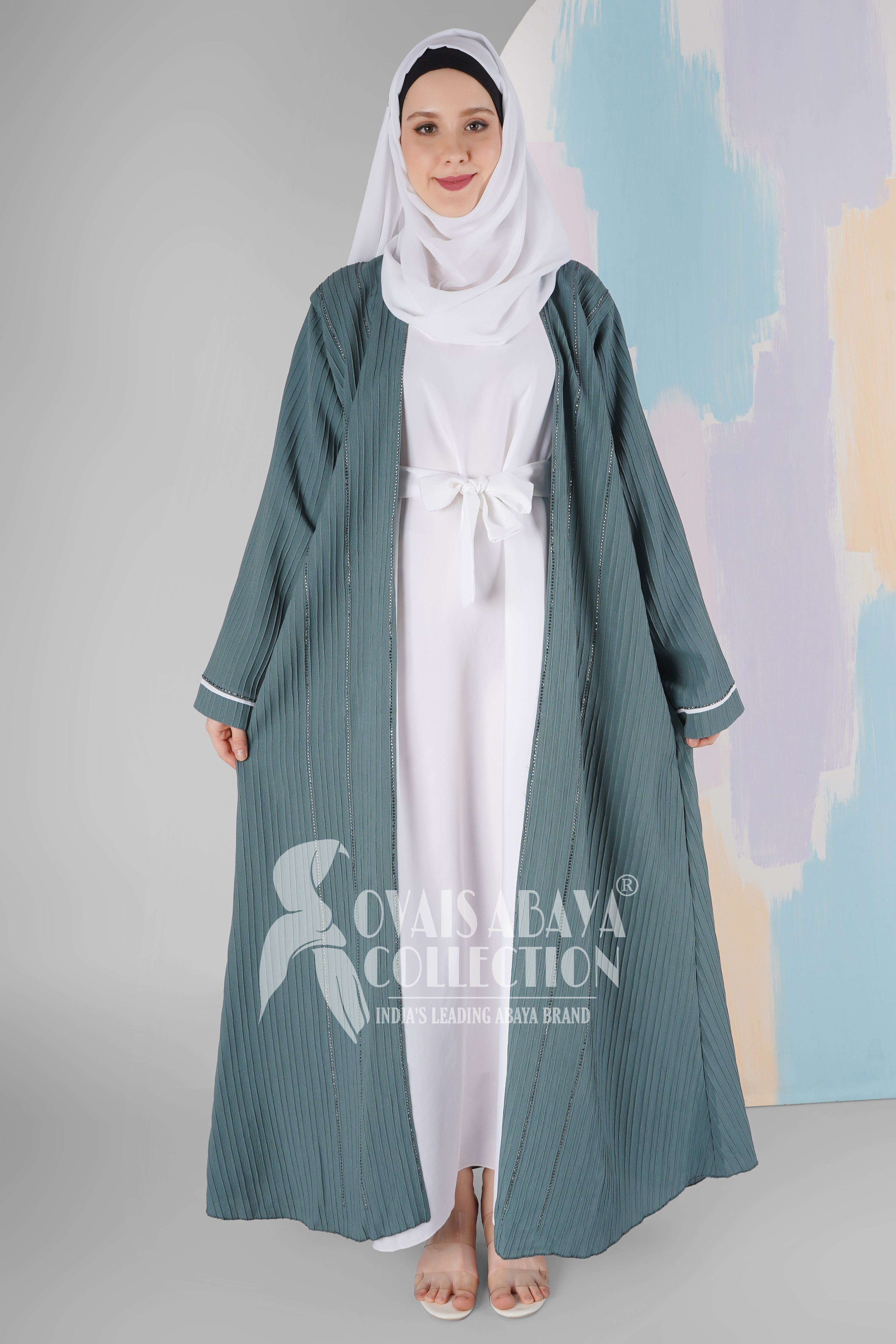 HAYA SugerCan Double Shrug Abaya GRAY ( IMPORTED COLLECTION )