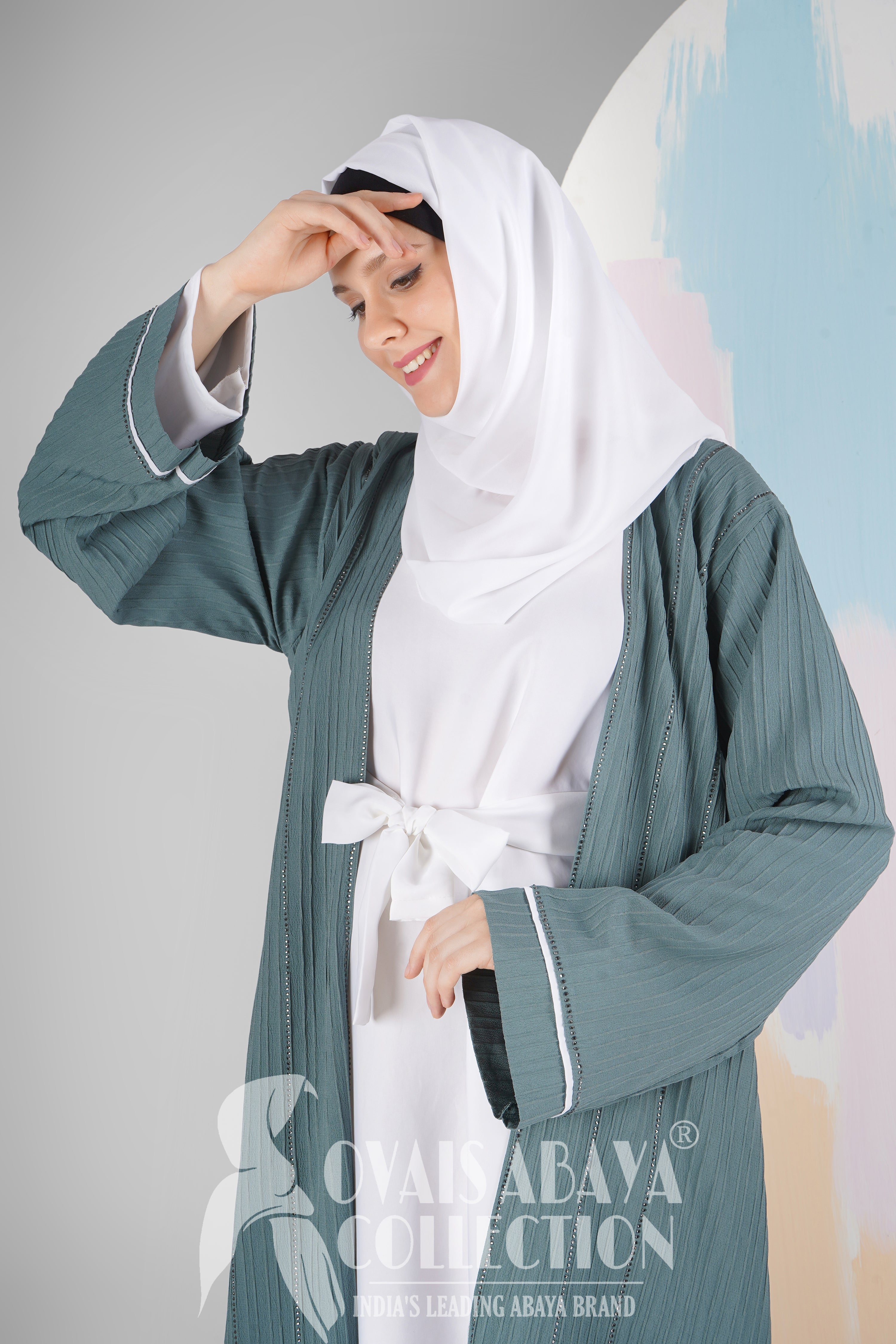 HAYA SugerCan Double Shrug Abaya GRAY ( IMPORTED COLLECTION )