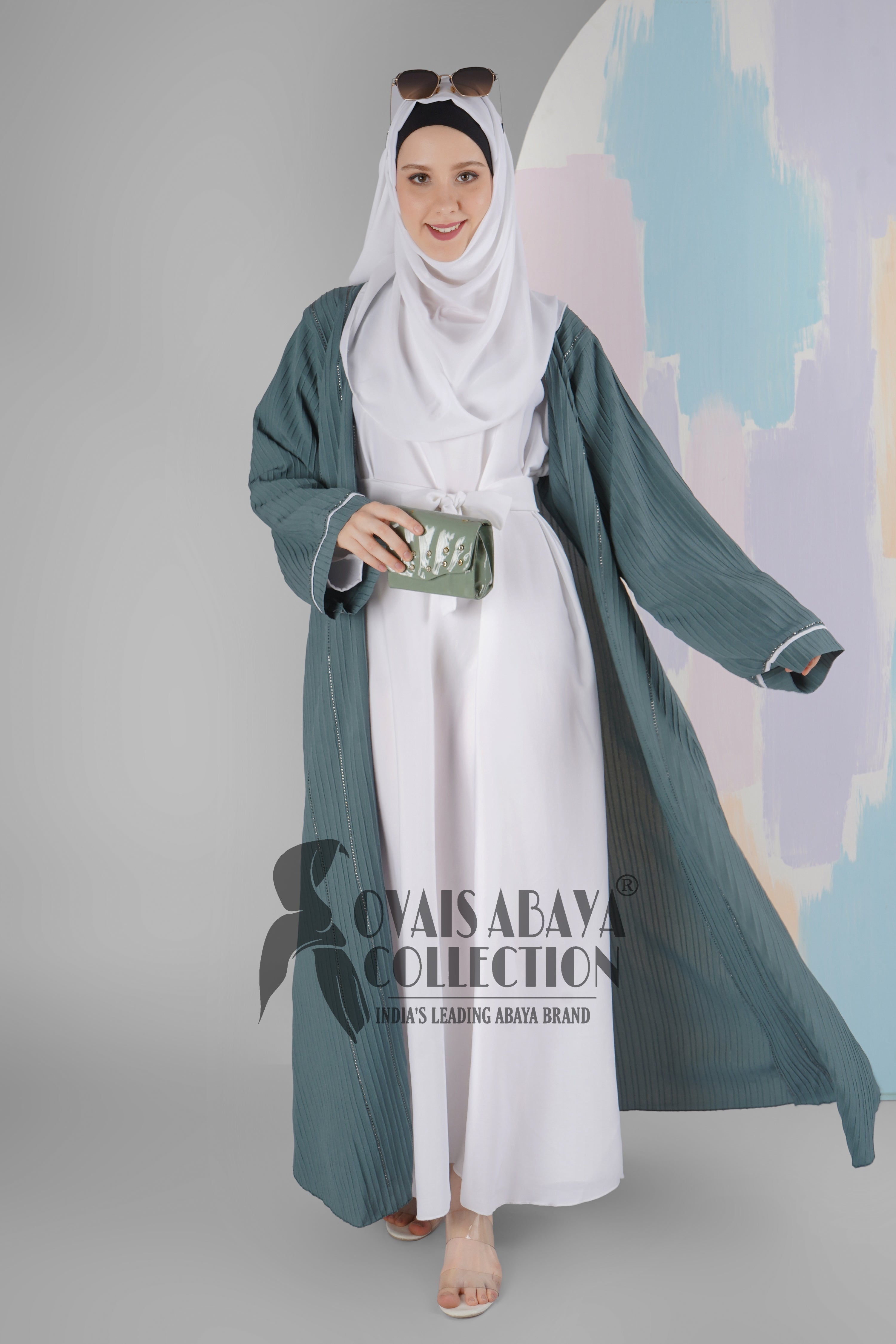 HAYA SugerCan Double Shrug Abaya GRAY ( IMPORTED COLLECTION )