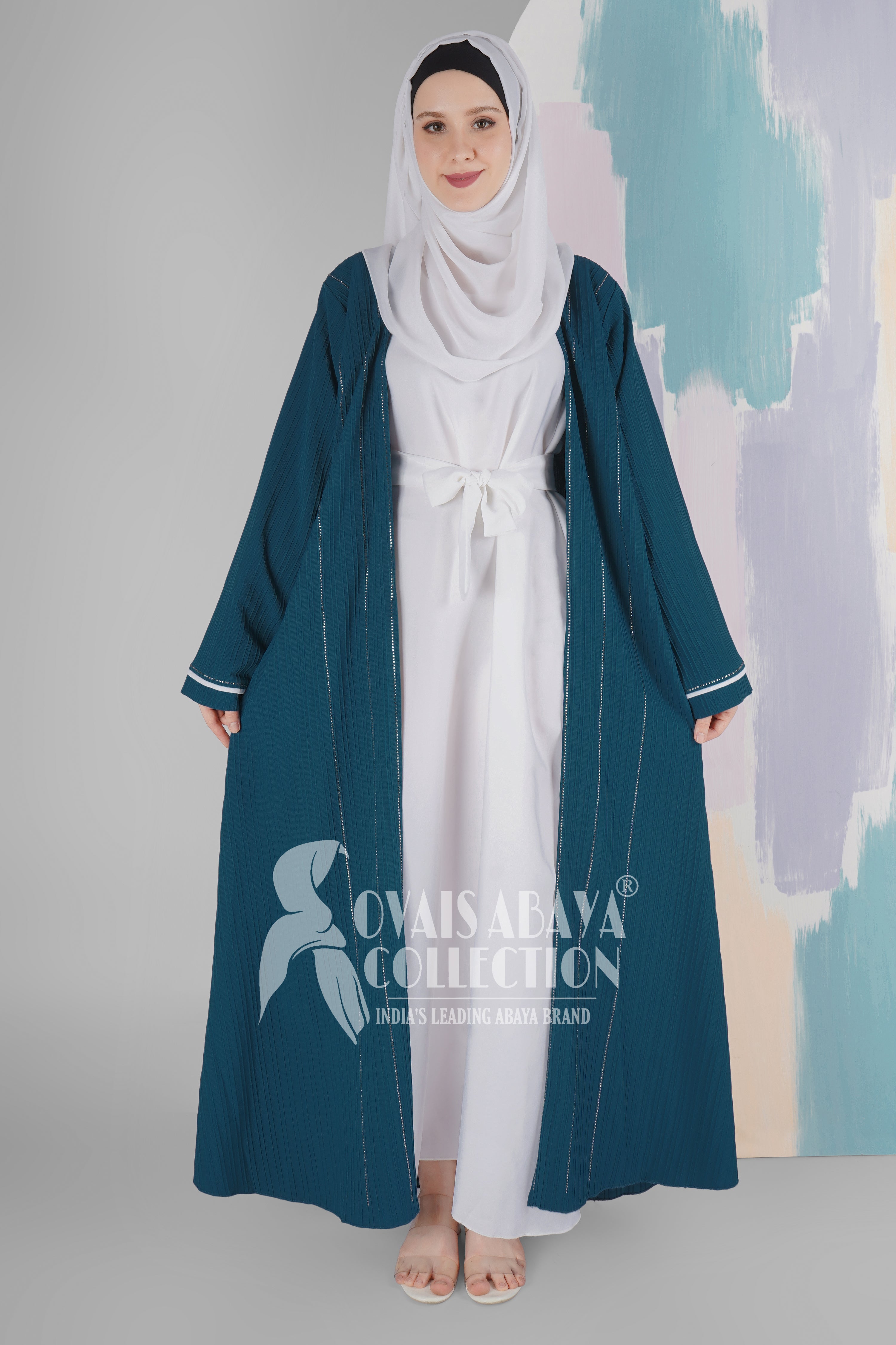 HAYA SugerCan Double Shrug Abaya TEAL ( IMPORTED COLLECTION )