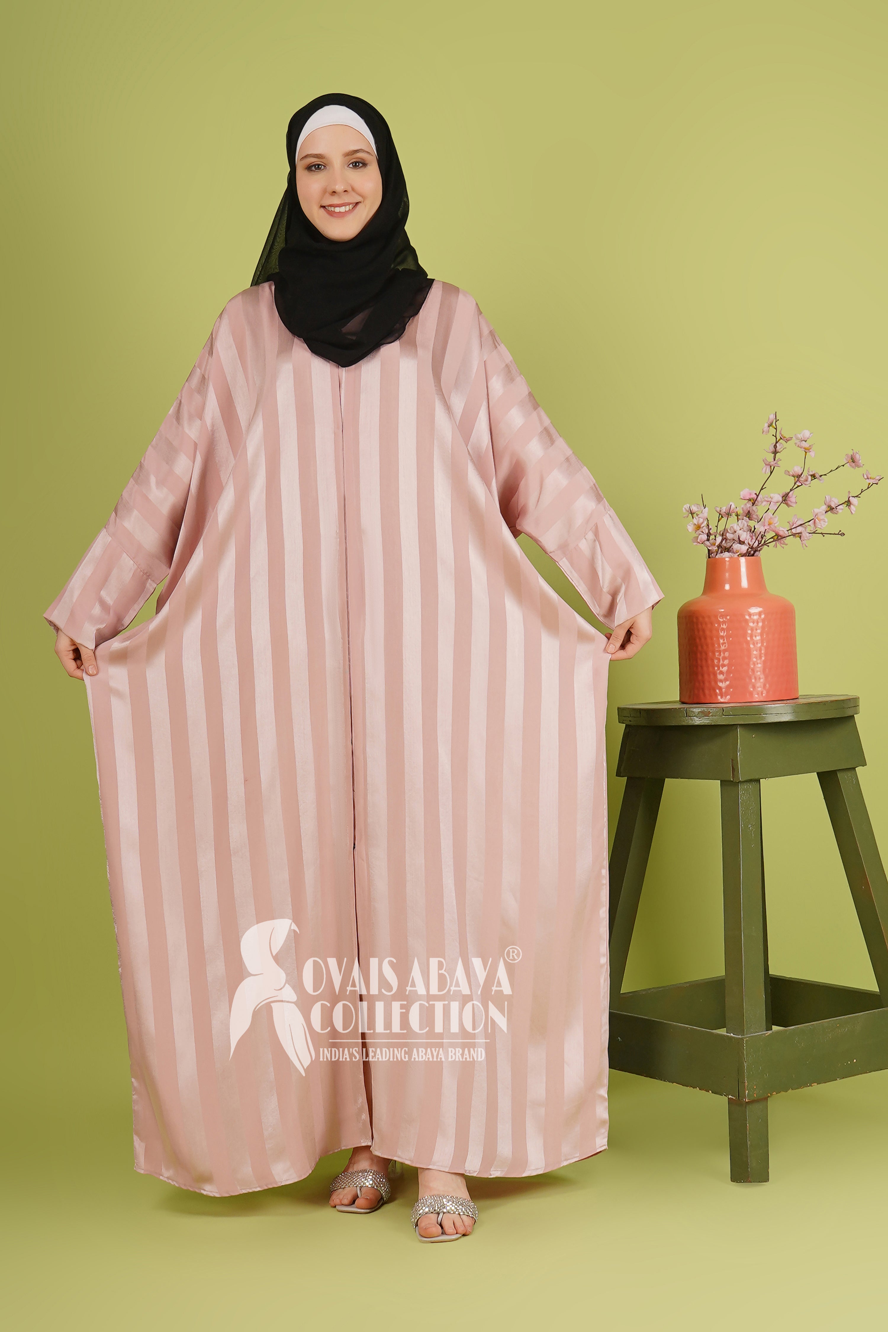 Anabia Turkish Front Open Kaftan Abaya PINK( NEW LAUNCH )