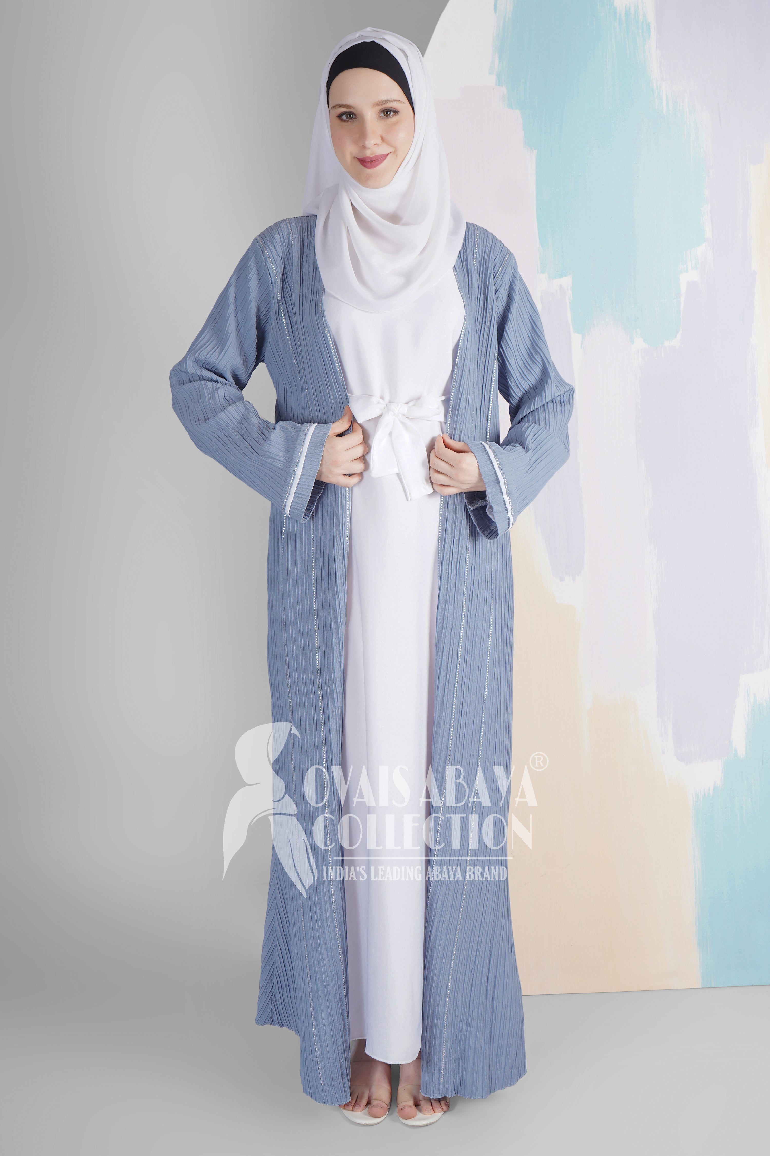 HAYA SugerCan Double Shrug Abaya LITE GRAY ( IMPORTED COLLECTION )