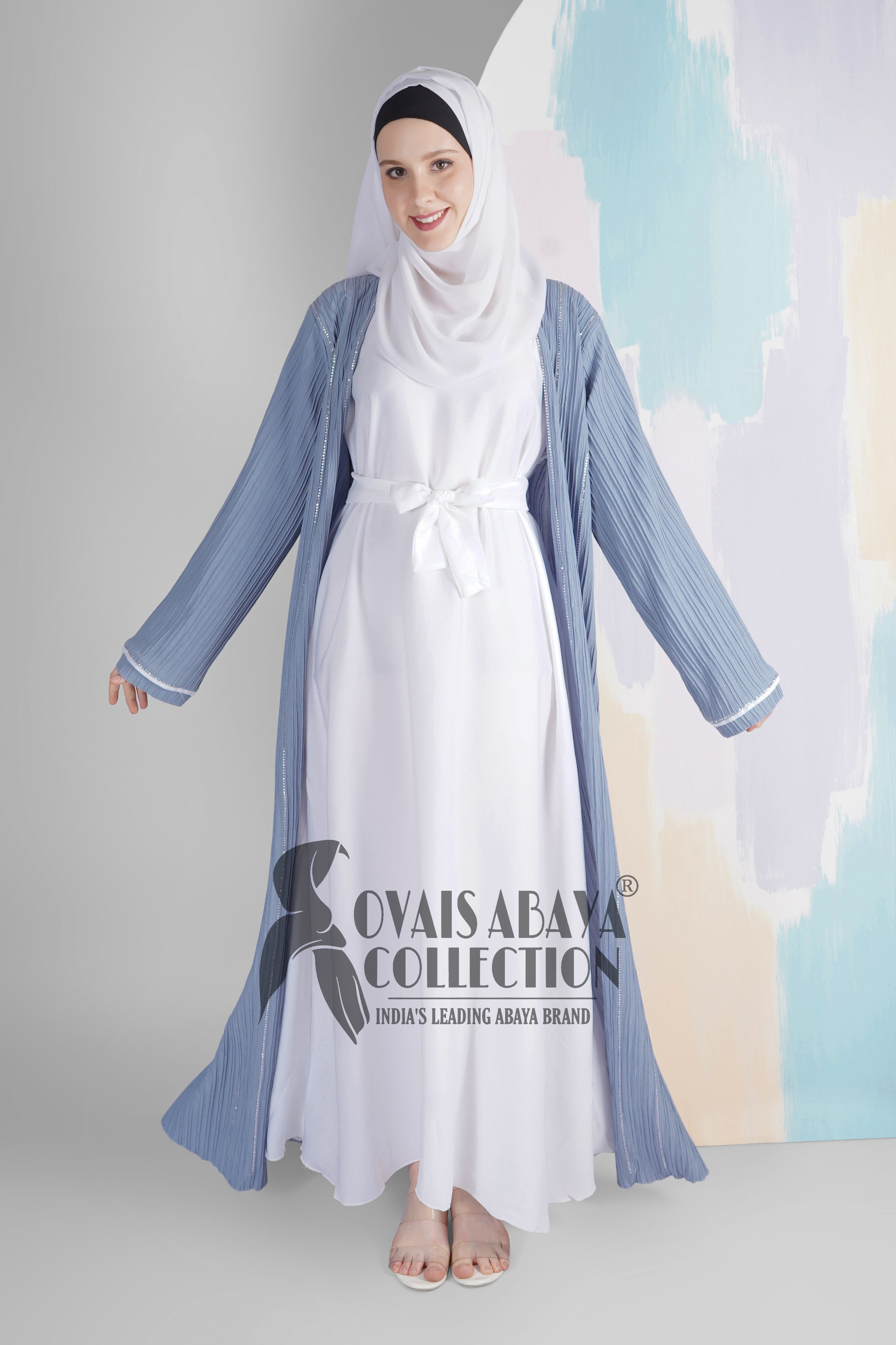 HAYA SugerCan Double Shrug Abaya LITE GRAY ( IMPORTED COLLECTION )