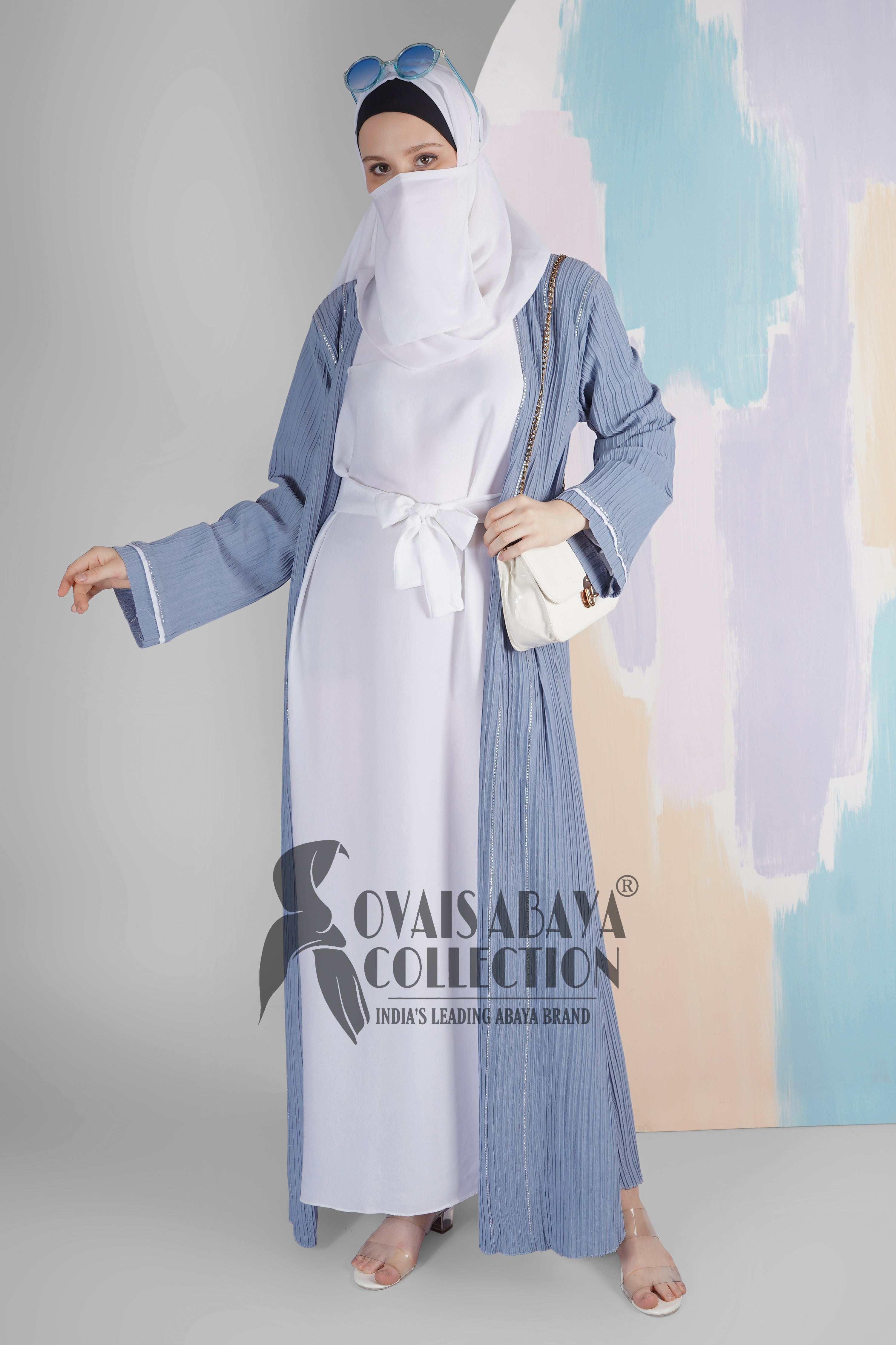 HAYA SugerCan Double Shrug Abaya LITE GRAY ( IMPORTED COLLECTION )