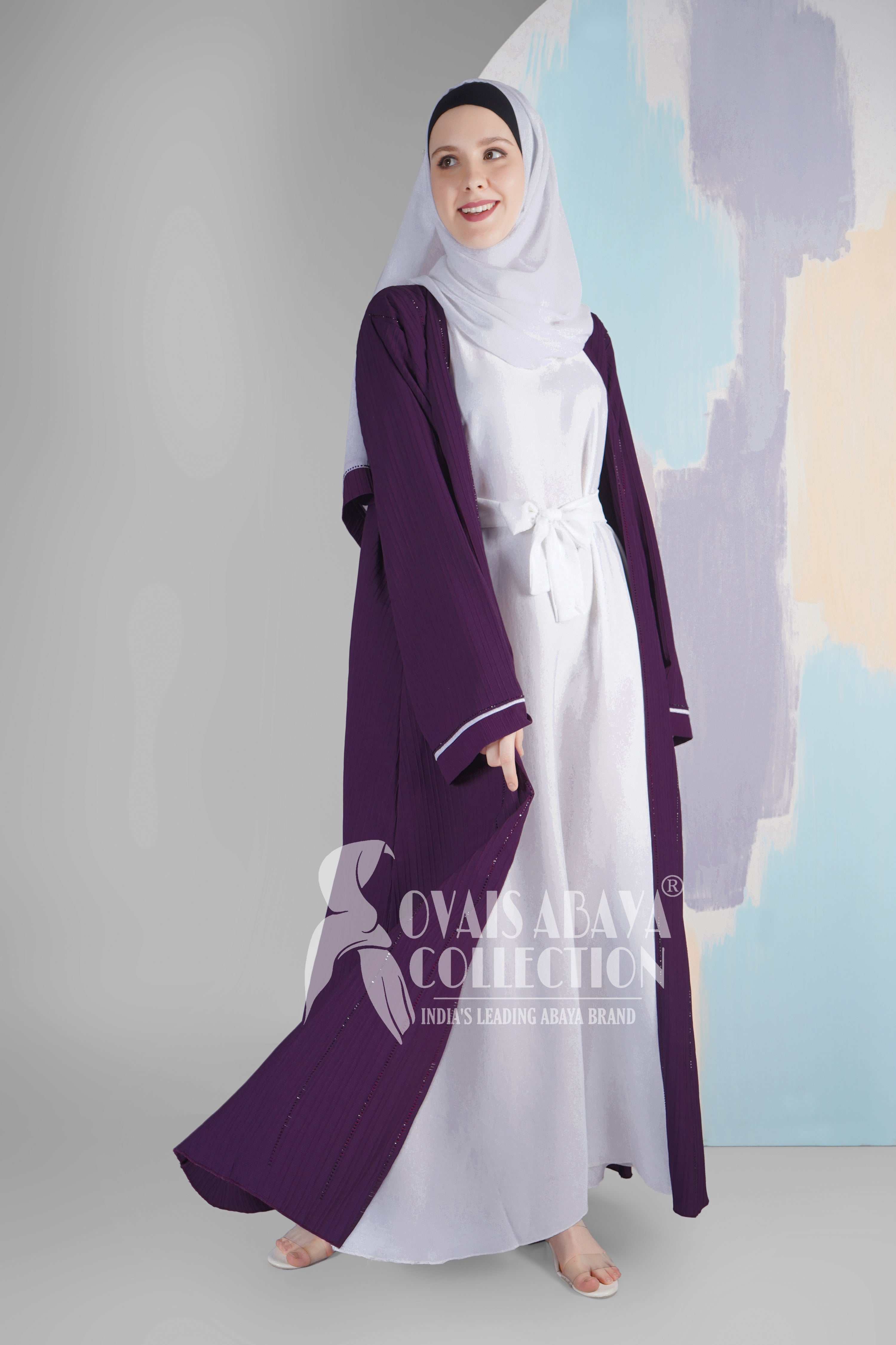 HAYA SugerCan Double Shrug Abaya PURPLE ( IMPORTED COLLECTION )