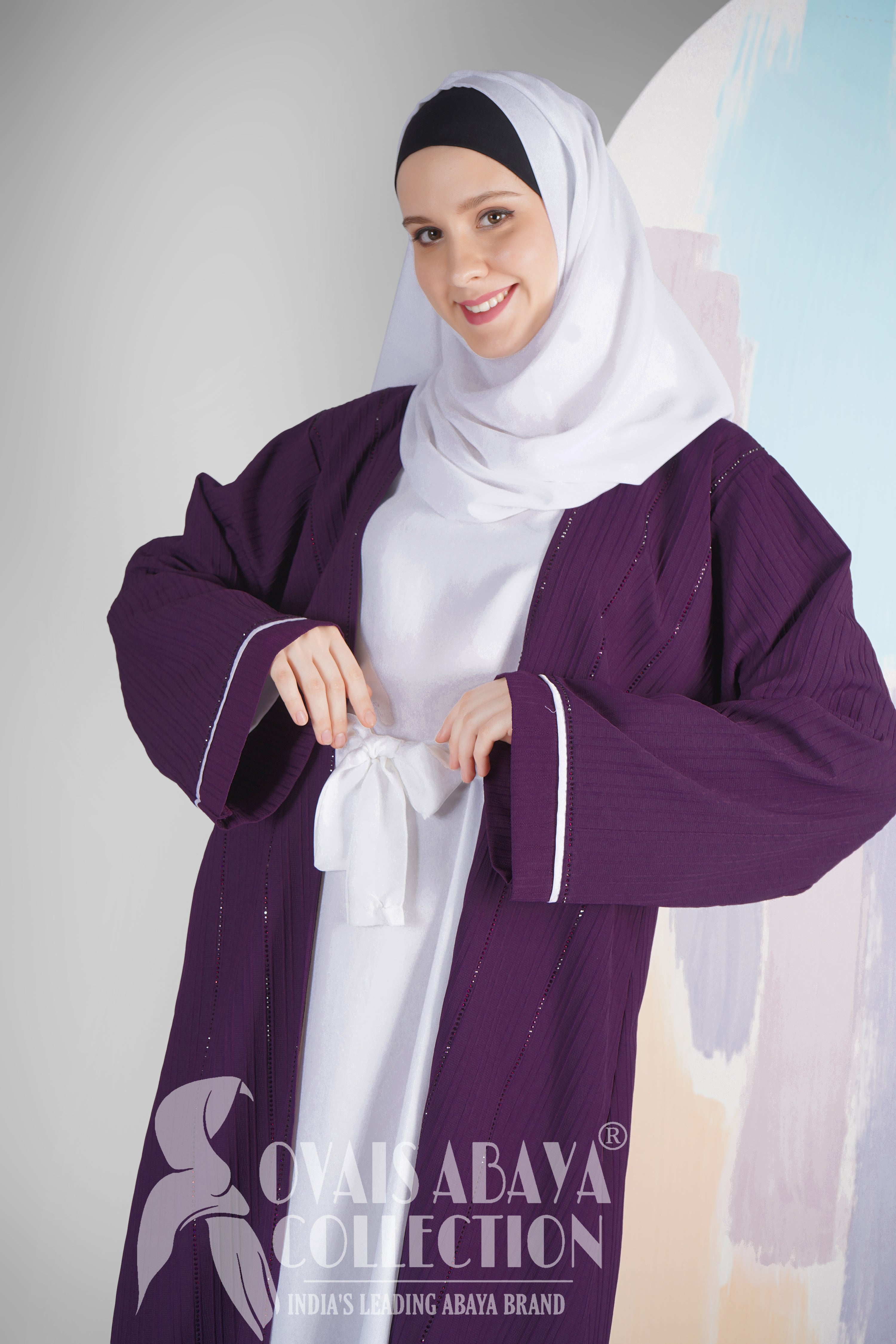 HAYA SugerCan Double Shrug Abaya PURPLE ( IMPORTED COLLECTION )