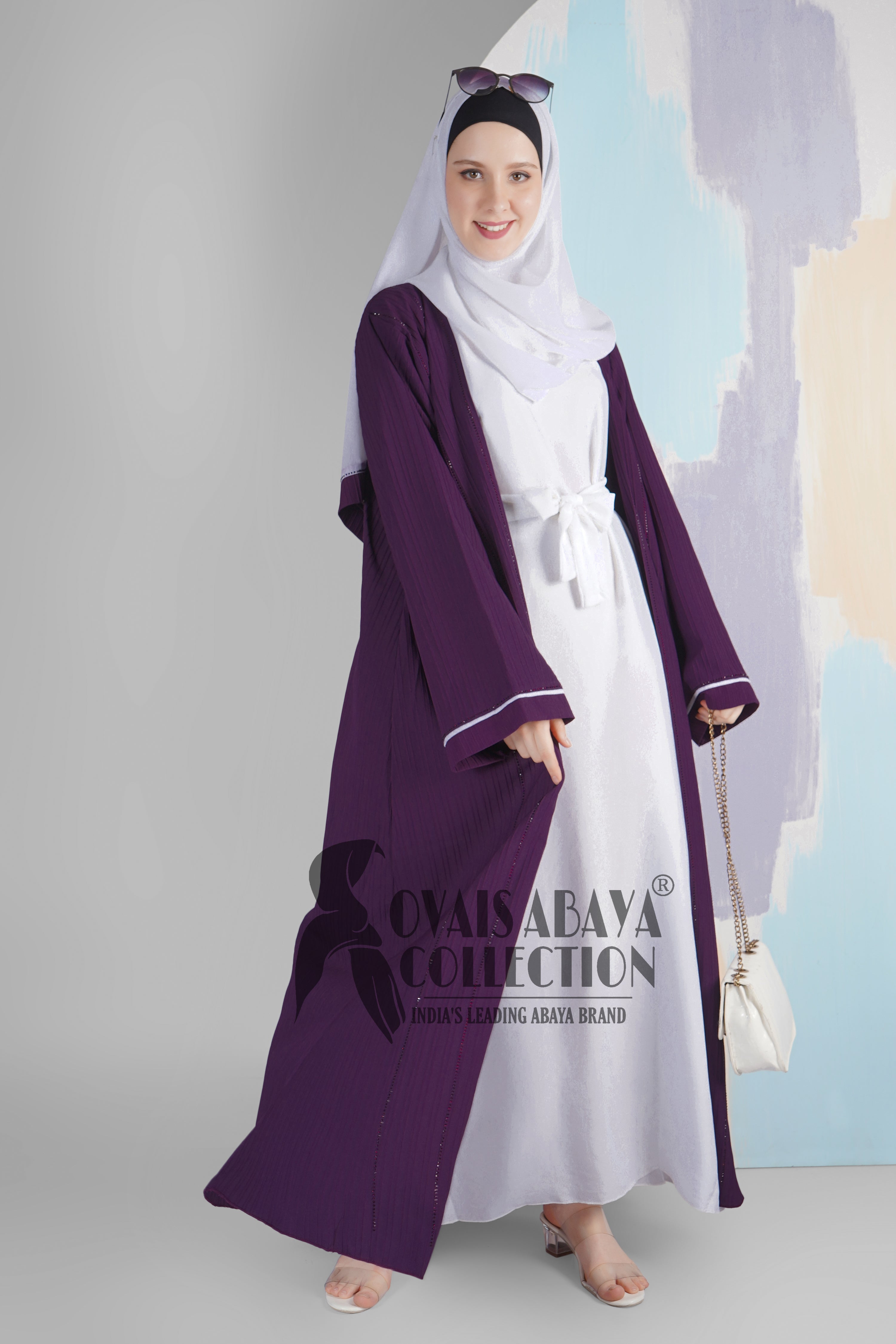 HAYA SugerCan Double Shrug Abaya PURPLE ( IMPORTED COLLECTION )