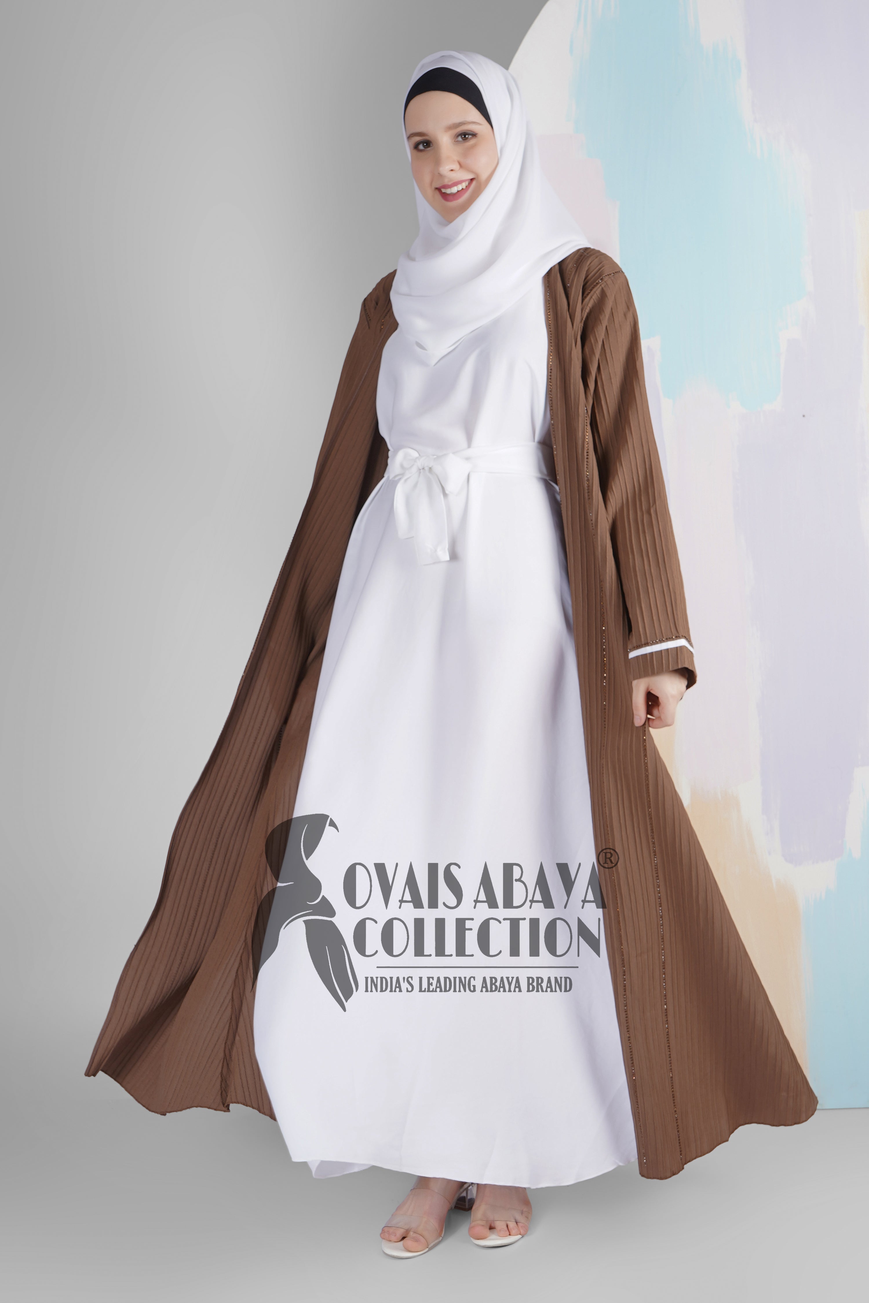 HAYA SugerCan Double Shrug Abaya MOCHA BROWN ( IMPORTED COLLECTION )