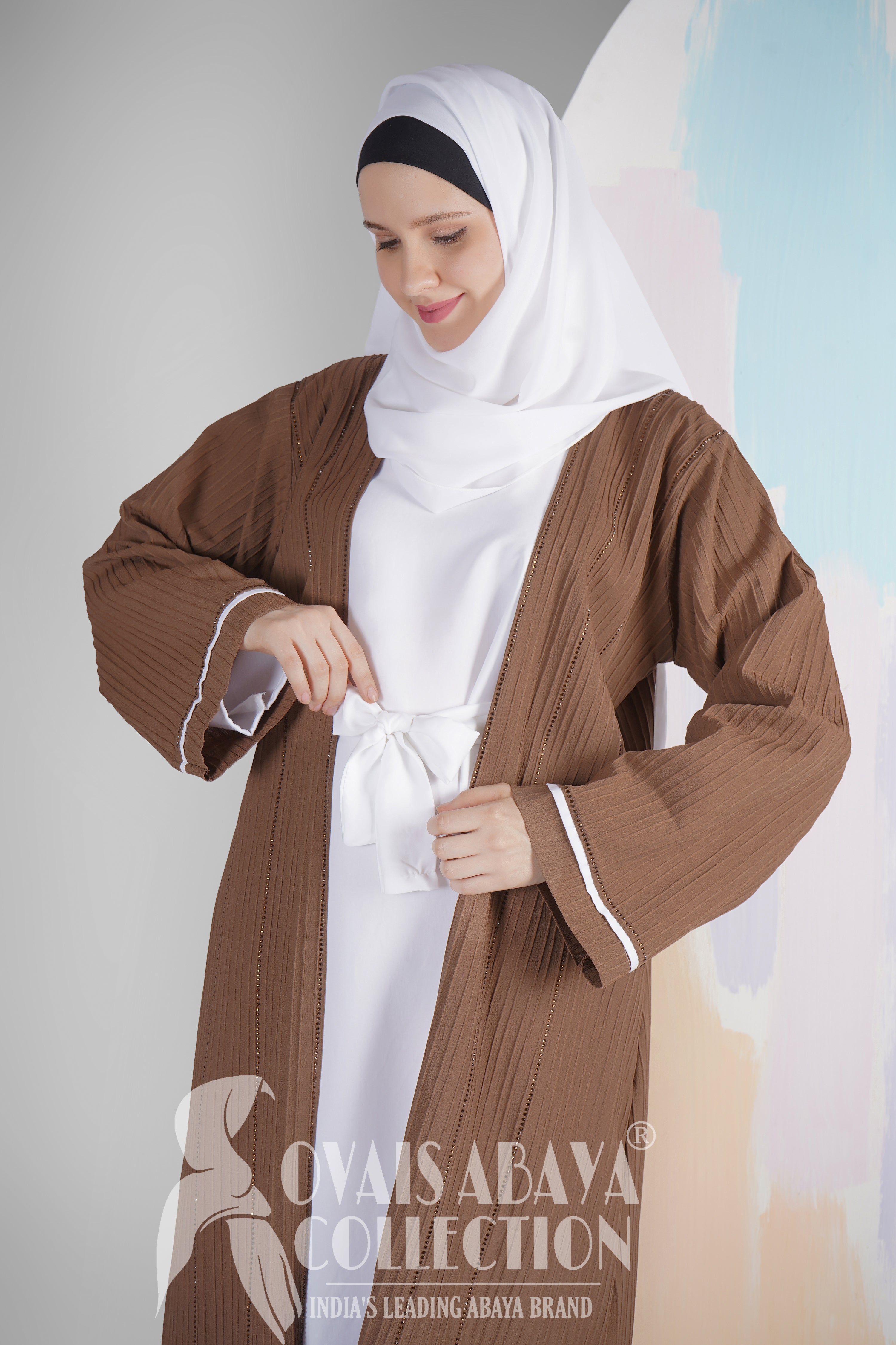 HAYA SugerCan Double Shrug Abaya MOCHA BROWN ( IMPORTED COLLECTION )