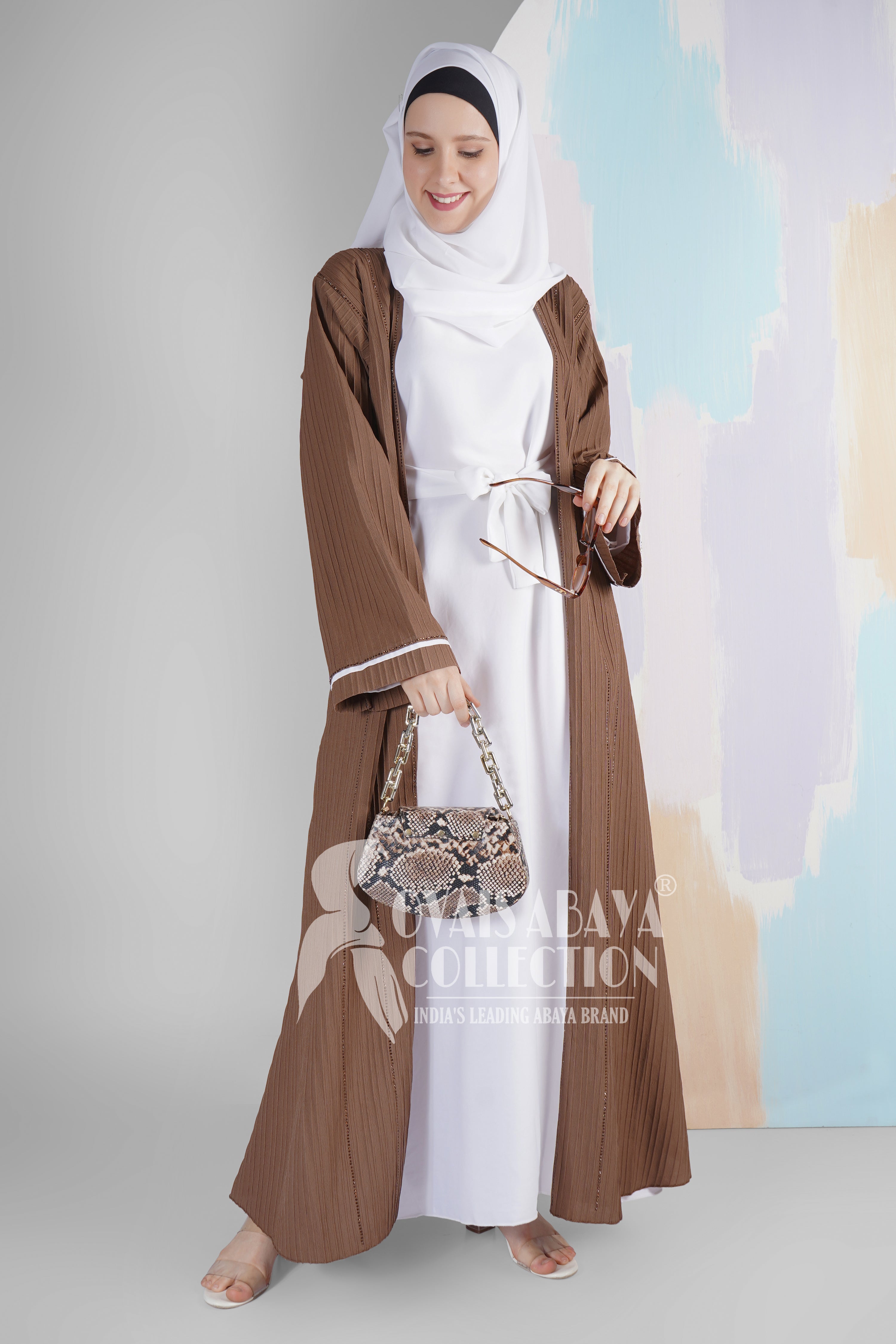 HAYA SugerCan Double Shrug Abaya MOCHA BROWN ( IMPORTED COLLECTION )