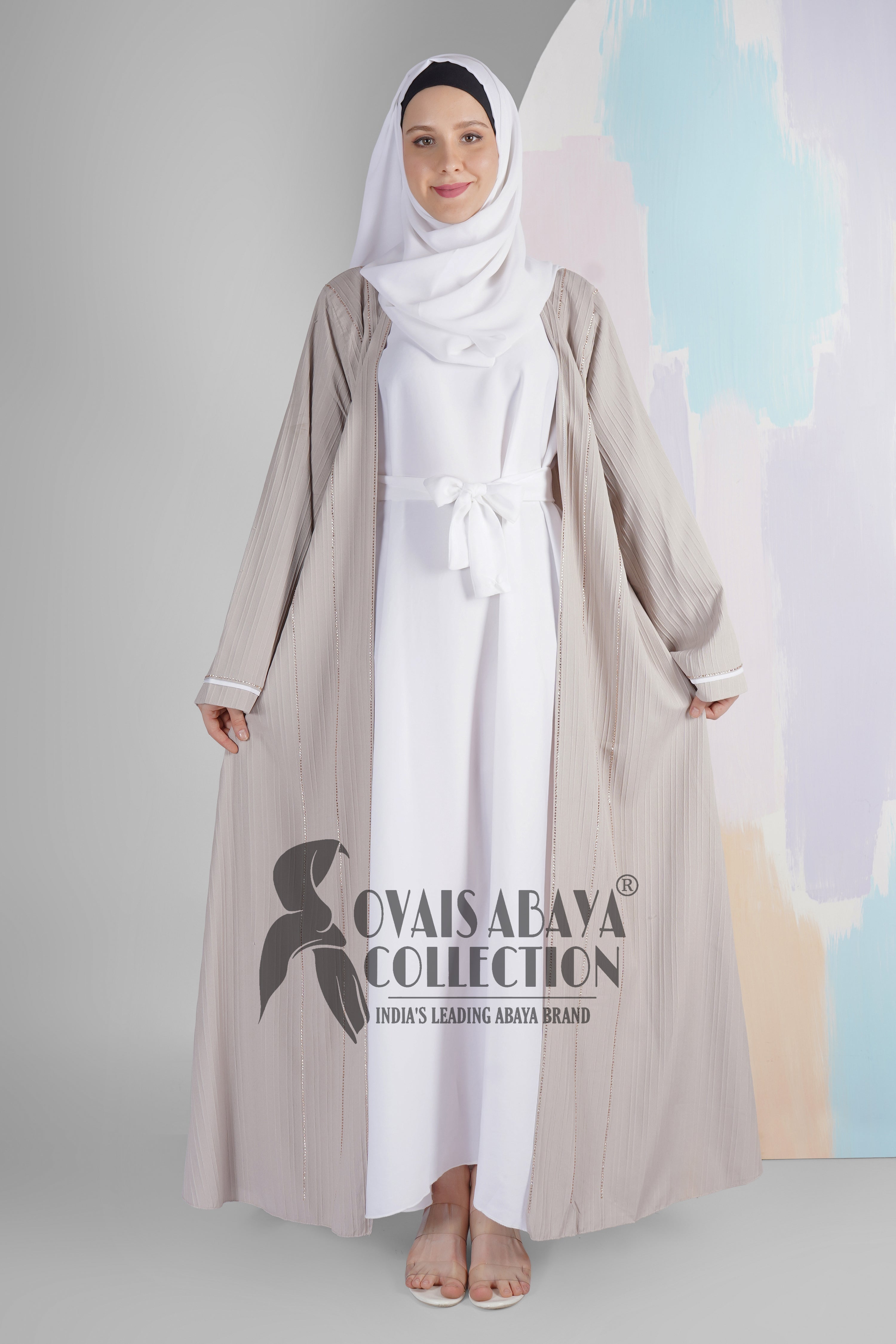 HAYA SugerCan Double Shrug Abaya NUDE( IMPORTED COLLECTION )