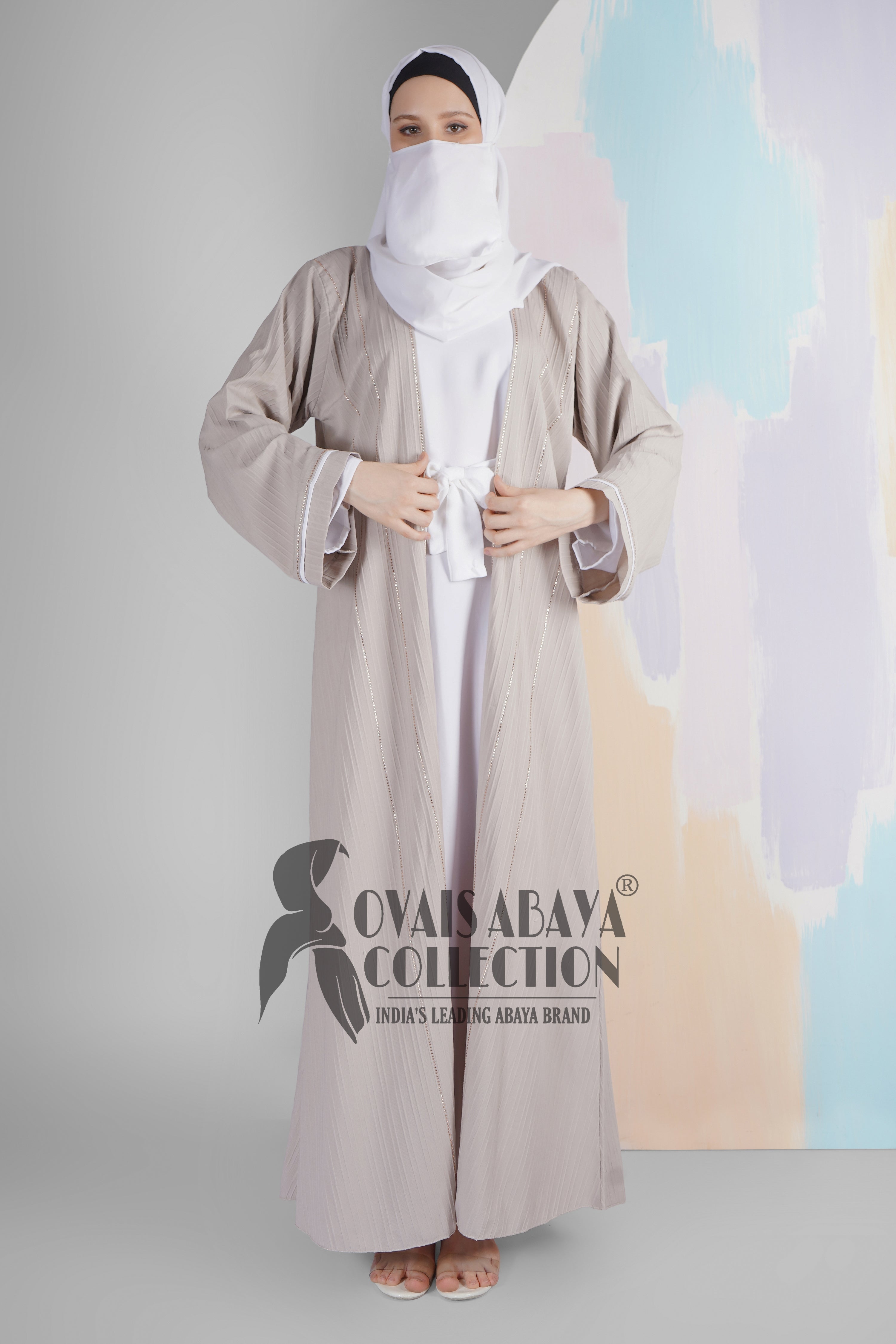 HAYA SugerCan Double Shrug Abaya NUDE( IMPORTED COLLECTION )